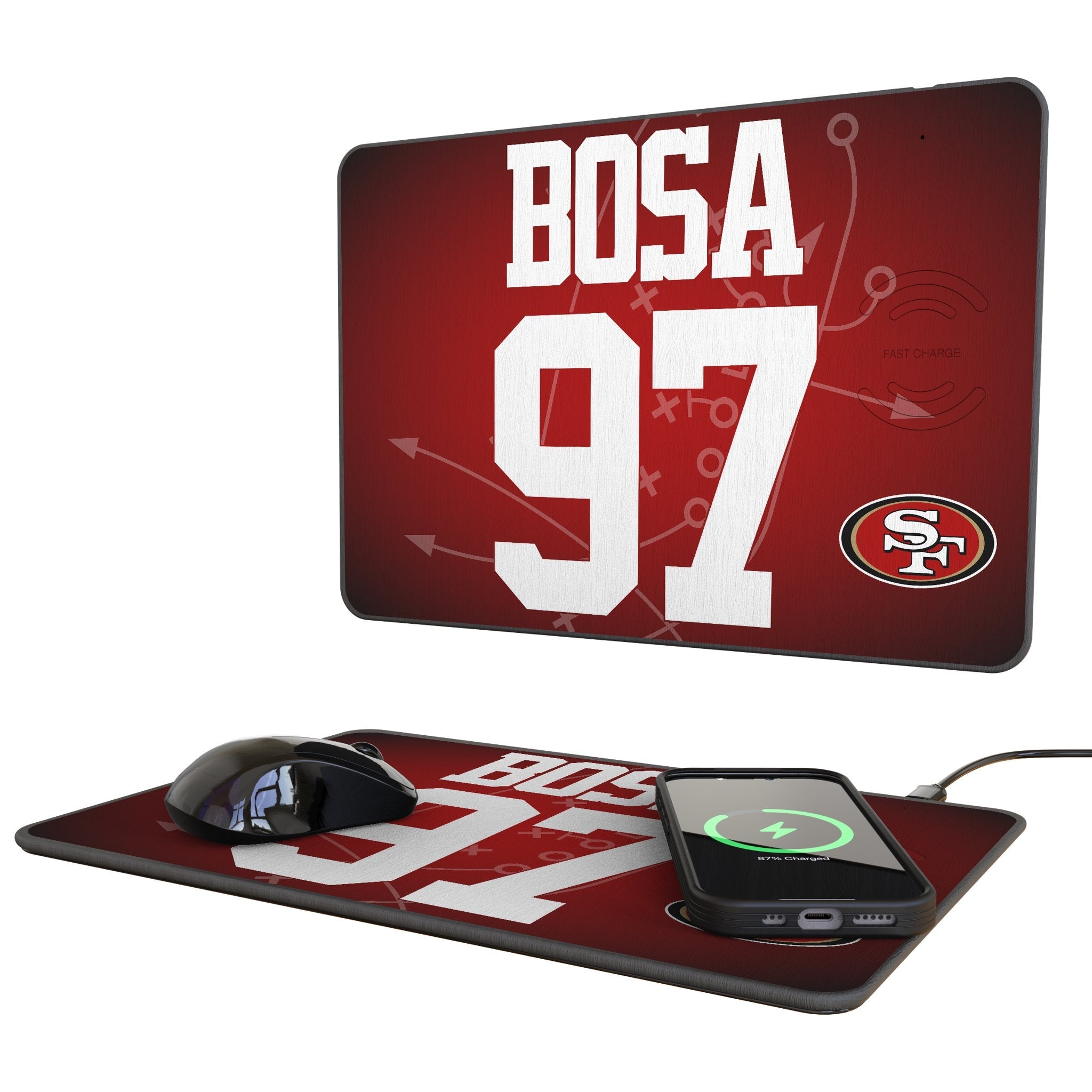 Nick Bosa San Francisco 49ers 97 Game Tactic 15-Watt Wireless Charger and Mouse Pad - Sports Gifts, Sports Memorabilia, Sports Collectibles, Fan Shop