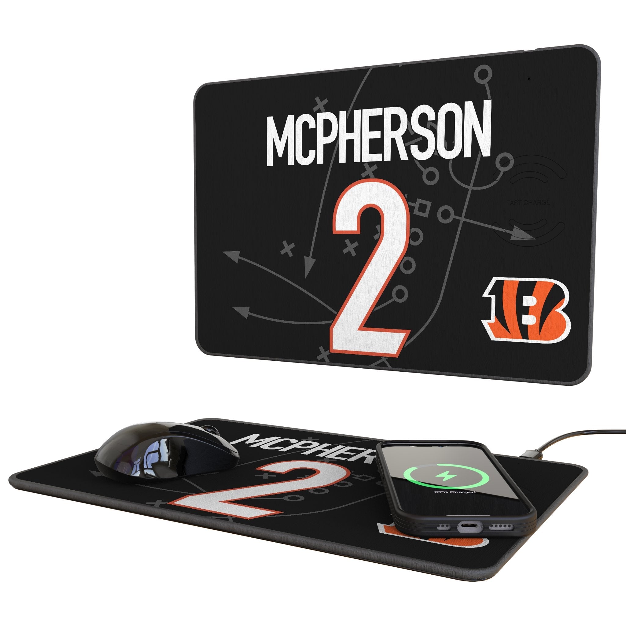 Evan McPherson Cincinnati Bengals 2 Game Tactic 15-Watt Wireless Charger and Mouse Pad - Sports Gifts, Sports Memorabilia, Sports Collectibles, Fan Shop