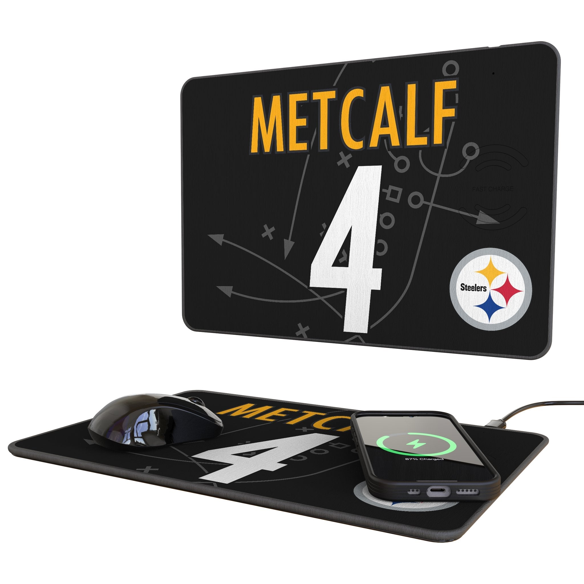 DK Metcalf Pittsburgh Steelers 4 Game Tactic 15-Watt Wireless Charger and Mouse Pad - Sports Gifts, Sports Memorabilia, Sports Collectibles, Fan Shop