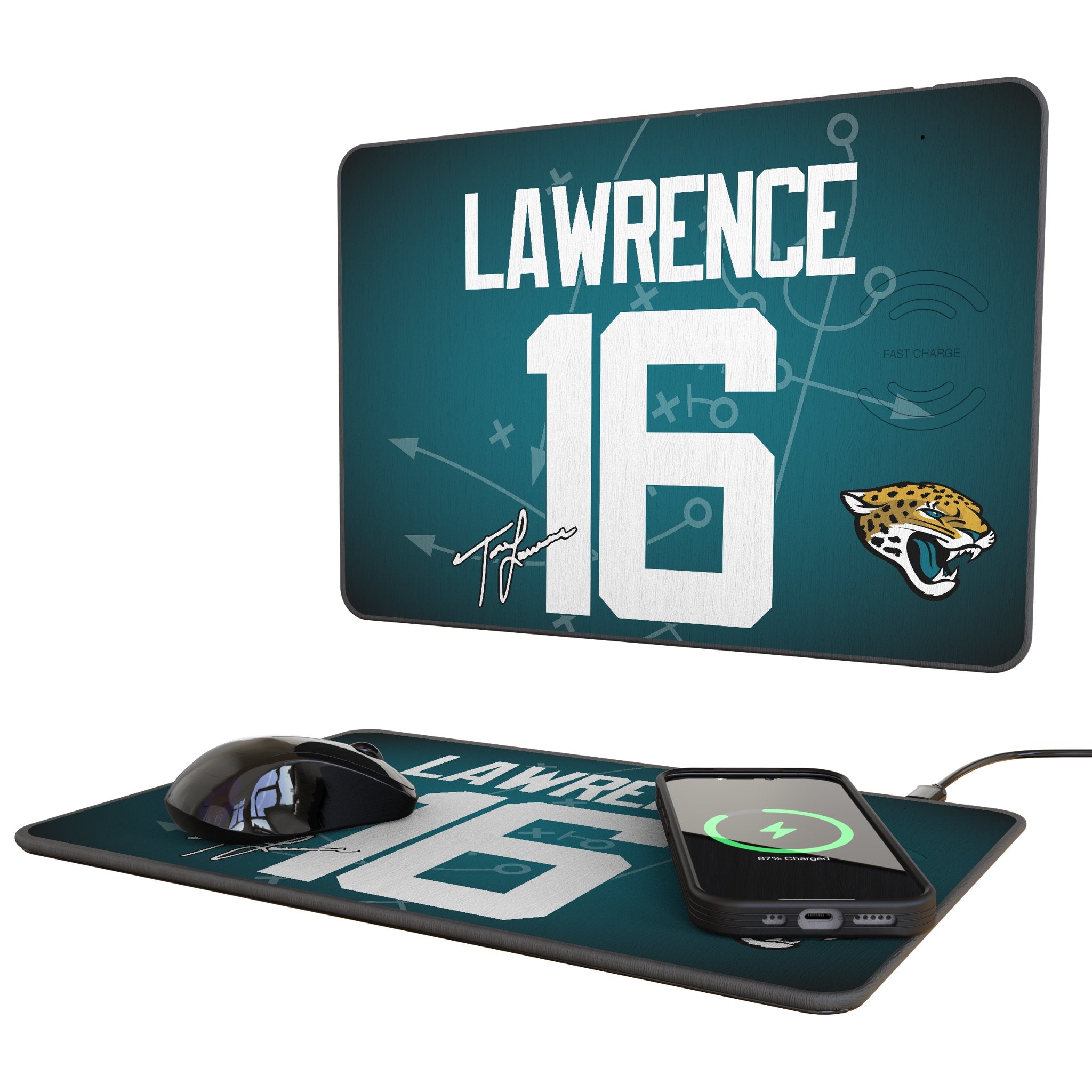 Trevor Lawrence Jacksonville Jaguars 16 Game Tactic 15-Watt Wireless Charger and Mouse Pad - Sports Gifts, Sports Memorabilia, Sports Collectibles, Fan Shop