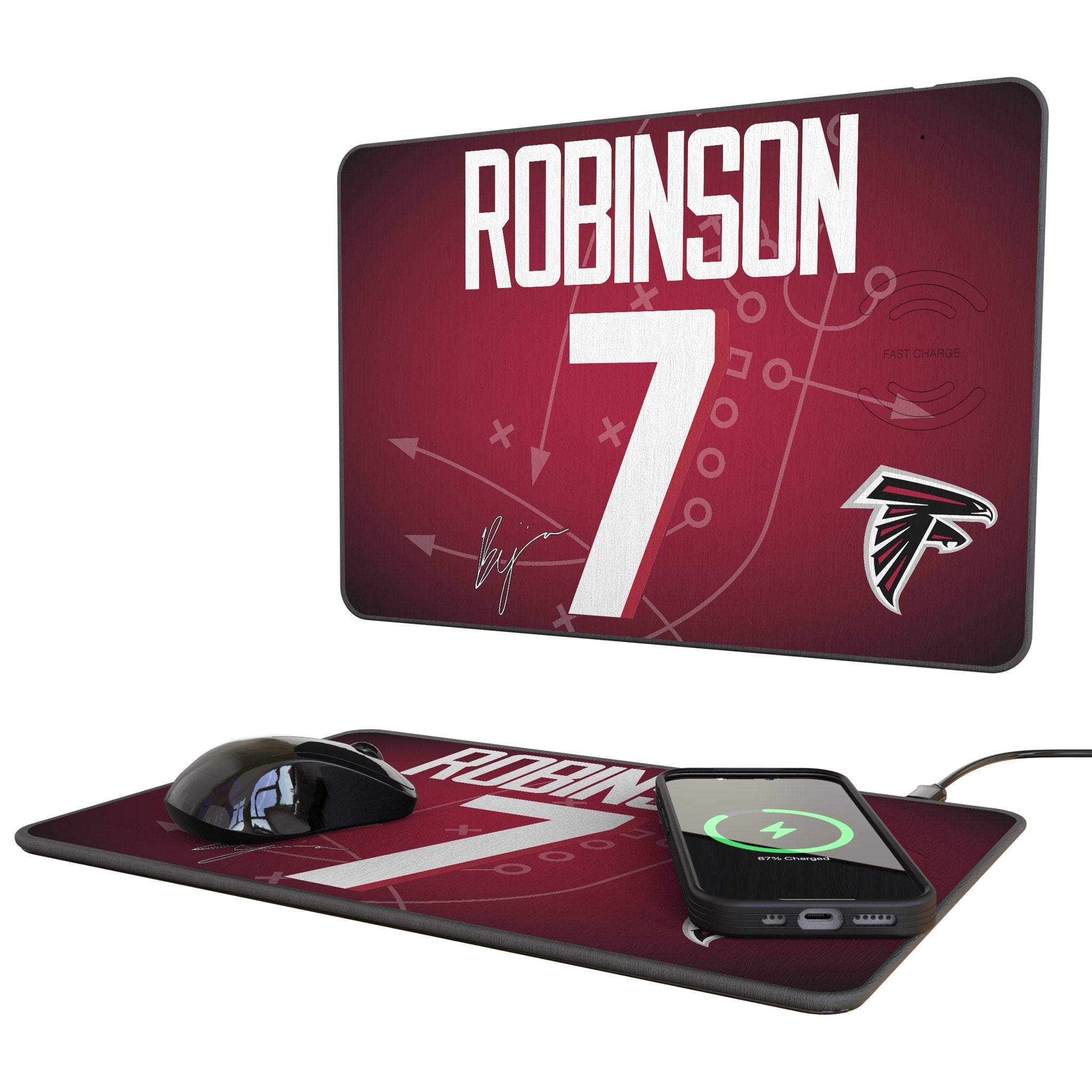 Bijan Robinson Atlanta Falcons 7 Game Tactic 15-Watt Wireless Charger and Mouse Pad - Sports Gifts, Sports Memorabilia, Sports Collectibles, Fan Shop
