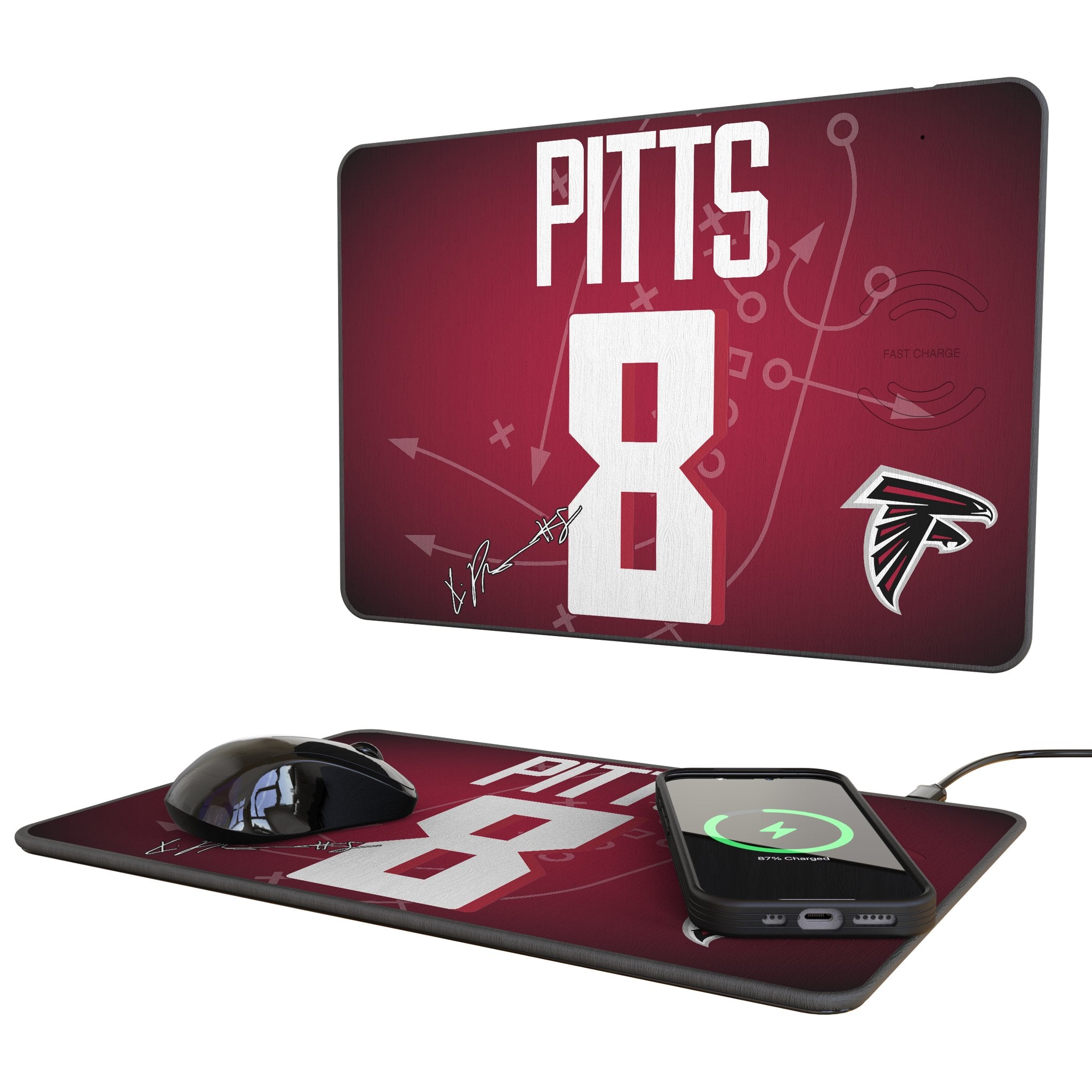 Kyle Pitts Atlanta Falcons 8 Game Tactic 15-Watt Wireless Charger and Mouse Pad - Sports Gifts, Sports Memorabilia, Sports Collectibles, Fan Shop