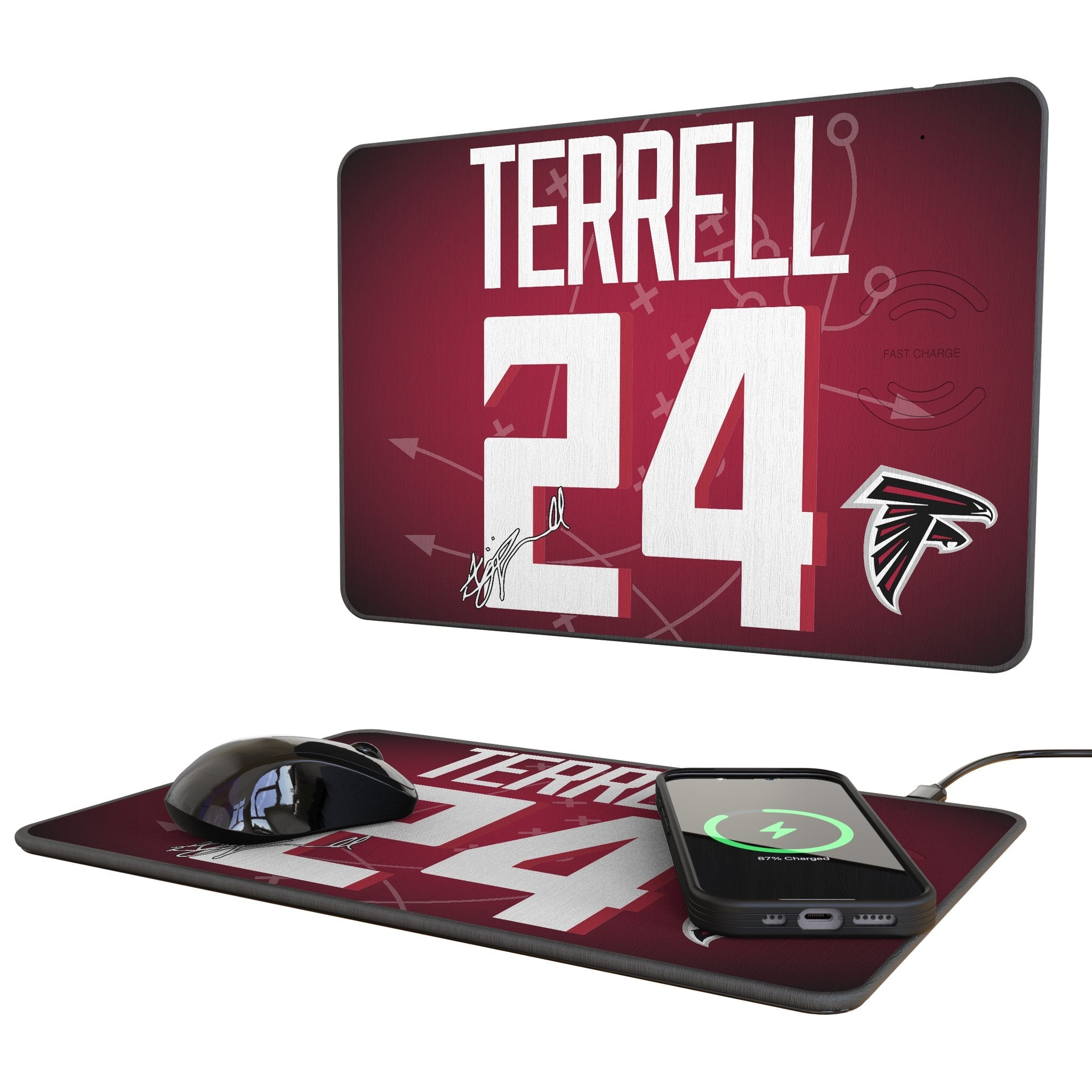A.J. Terrell Atlanta Falcons 24 Game Tactic 15-Watt Wireless Charger and Mouse Pad - Sports Gifts, Sports Memorabilia, Sports Collectibles, Fan Shop