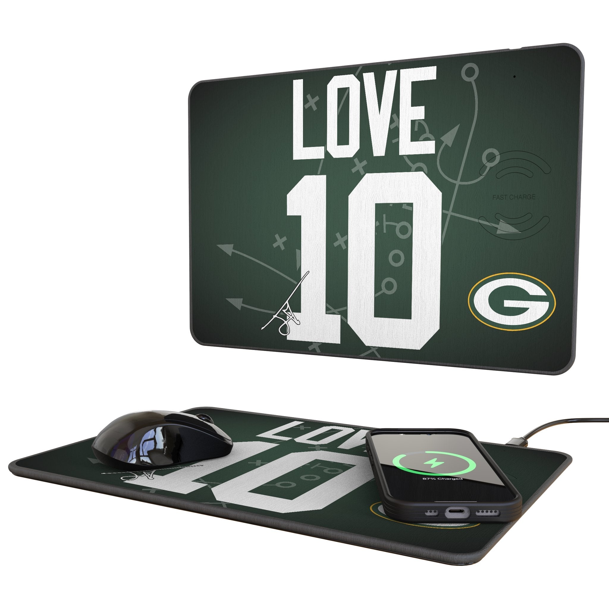Jordan Love Green Bay Packers 10 Game Tactic 15-Watt Wireless Charger and Mouse Pad - Sports Gifts, Sports Memorabilia, Sports Collectibles, Fan Shop