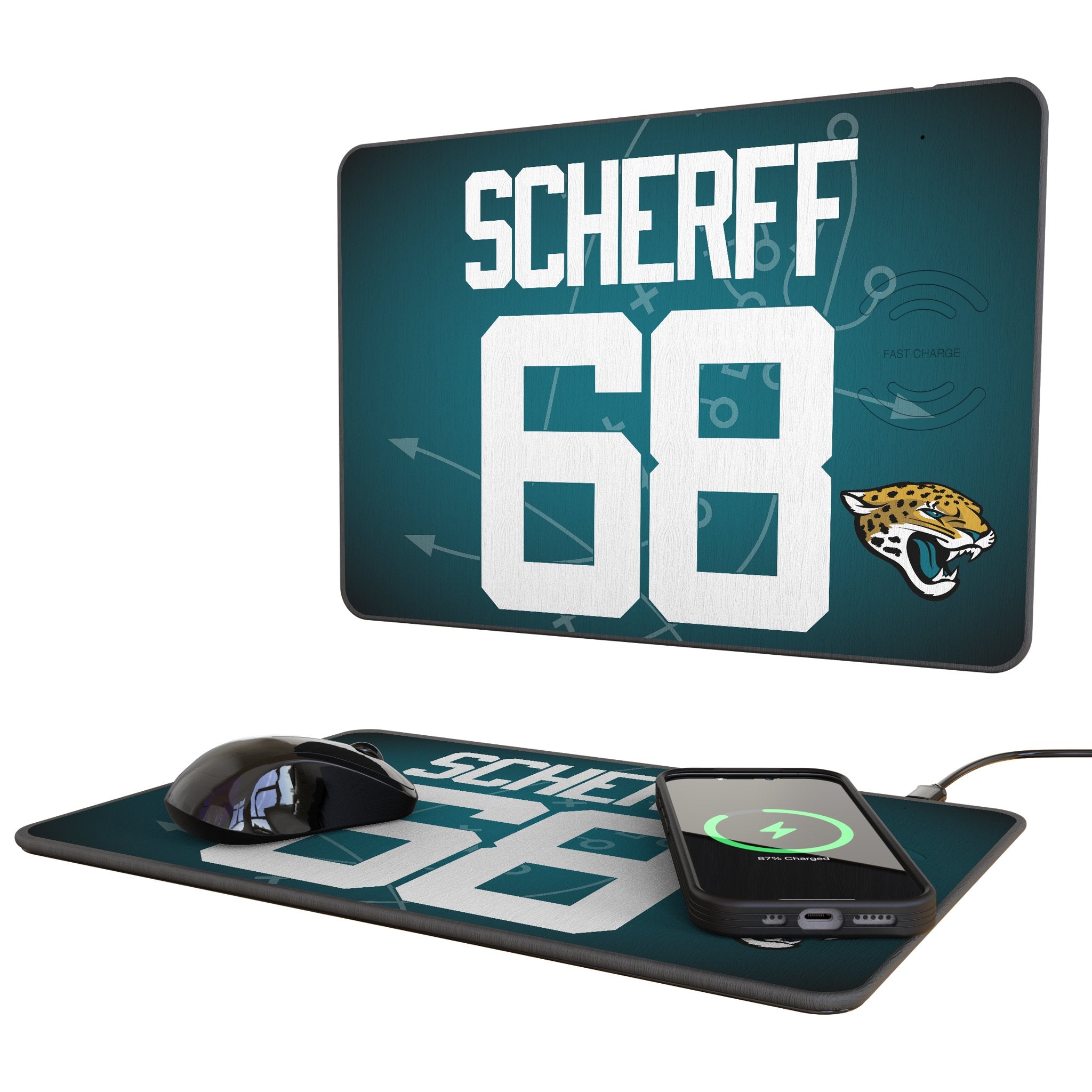 Brandon Scherff Jacksonville Jaguars 68 Game Tactic 15-Watt Wireless Charger and Mouse Pad - Sports Gifts, Sports Memorabilia, Sports Collectibles, Fan Shop