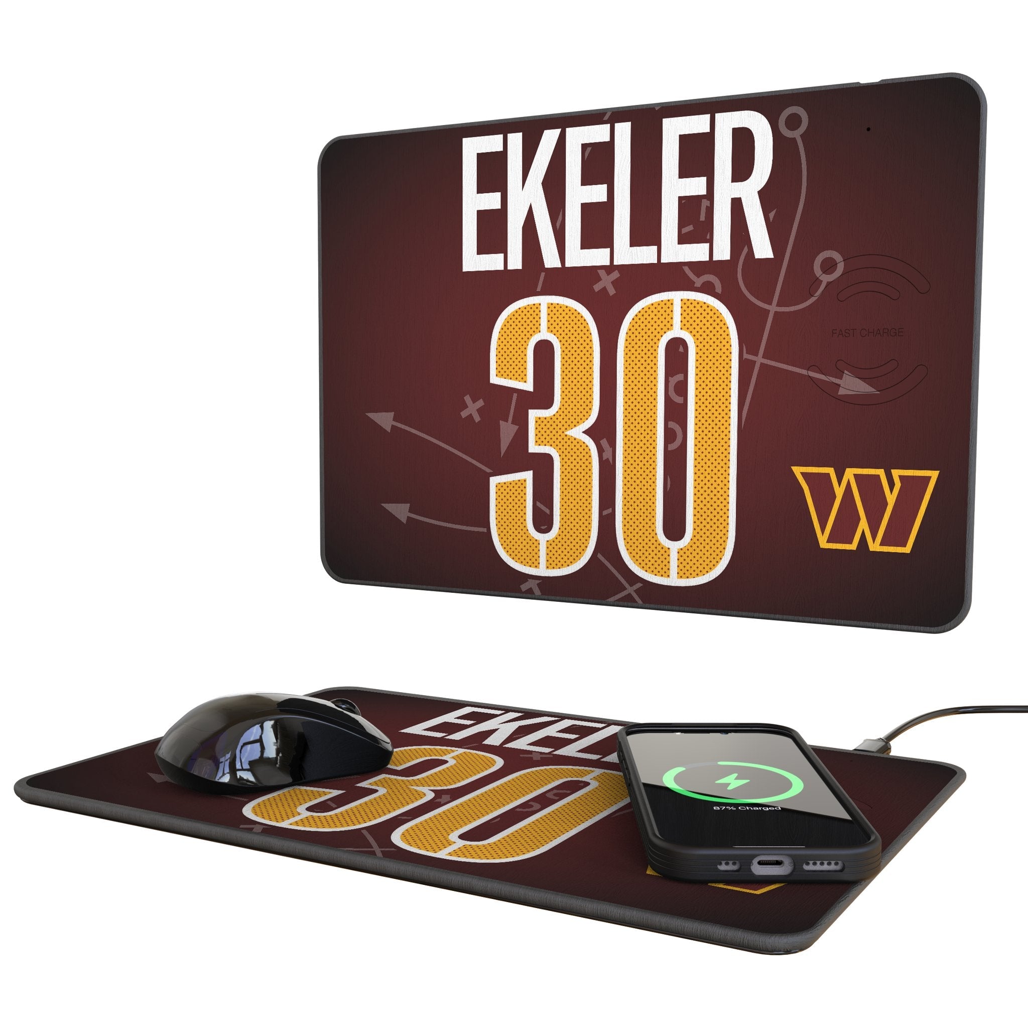 Austin Ekeler Washington Commanders 30 Game Tactic 15-Watt Wireless Charger and Mouse Pad - Sports Gifts, Sports Memorabilia, Sports Collectibles, Fan Shop