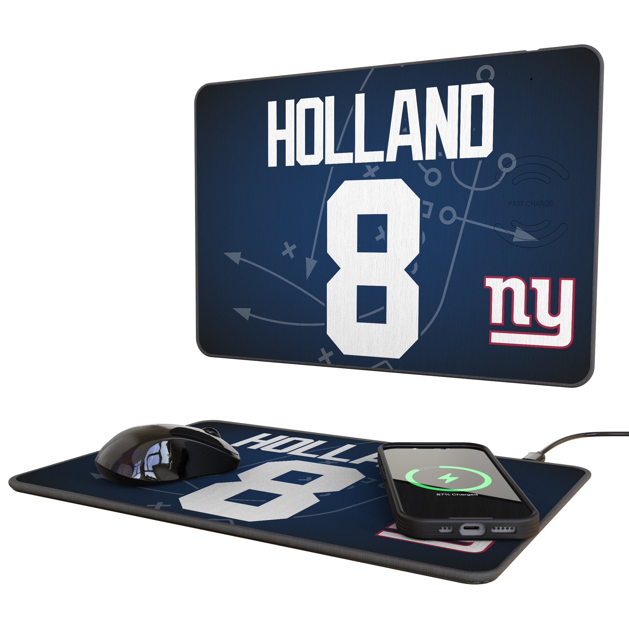 Jevon Holland New York Giants 8 Game Tactic 15-Watt Wireless Charger and Mouse Pad - Sports Gifts, Sports Memorabilia, Sports Collectibles, Fan Shop