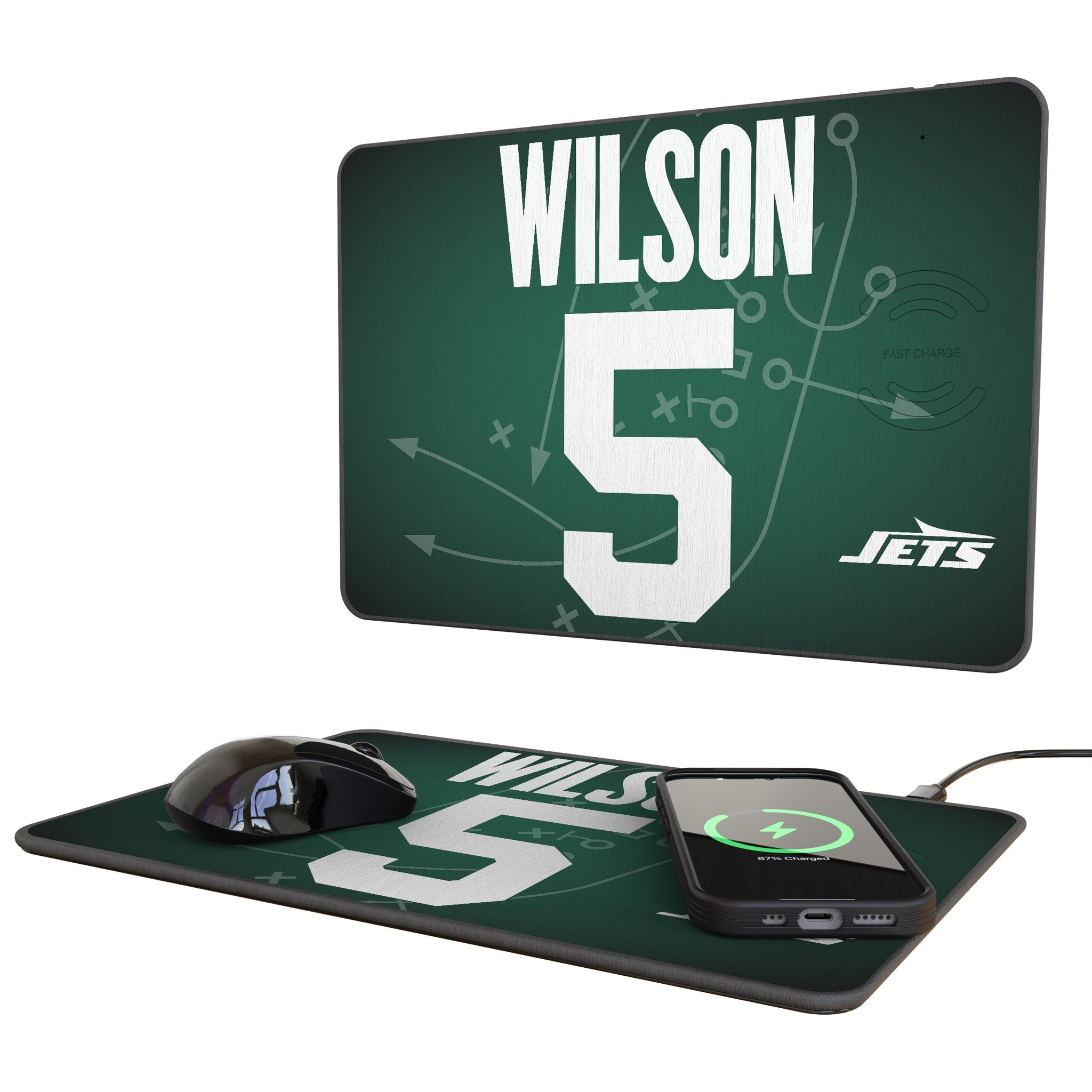 Garrett Wilson New York Jets 5 Game Tactic 15-Watt Wireless Charger and Mouse Pad - Sports Gifts, Sports Memorabilia, Sports Collectibles, Fan Shop