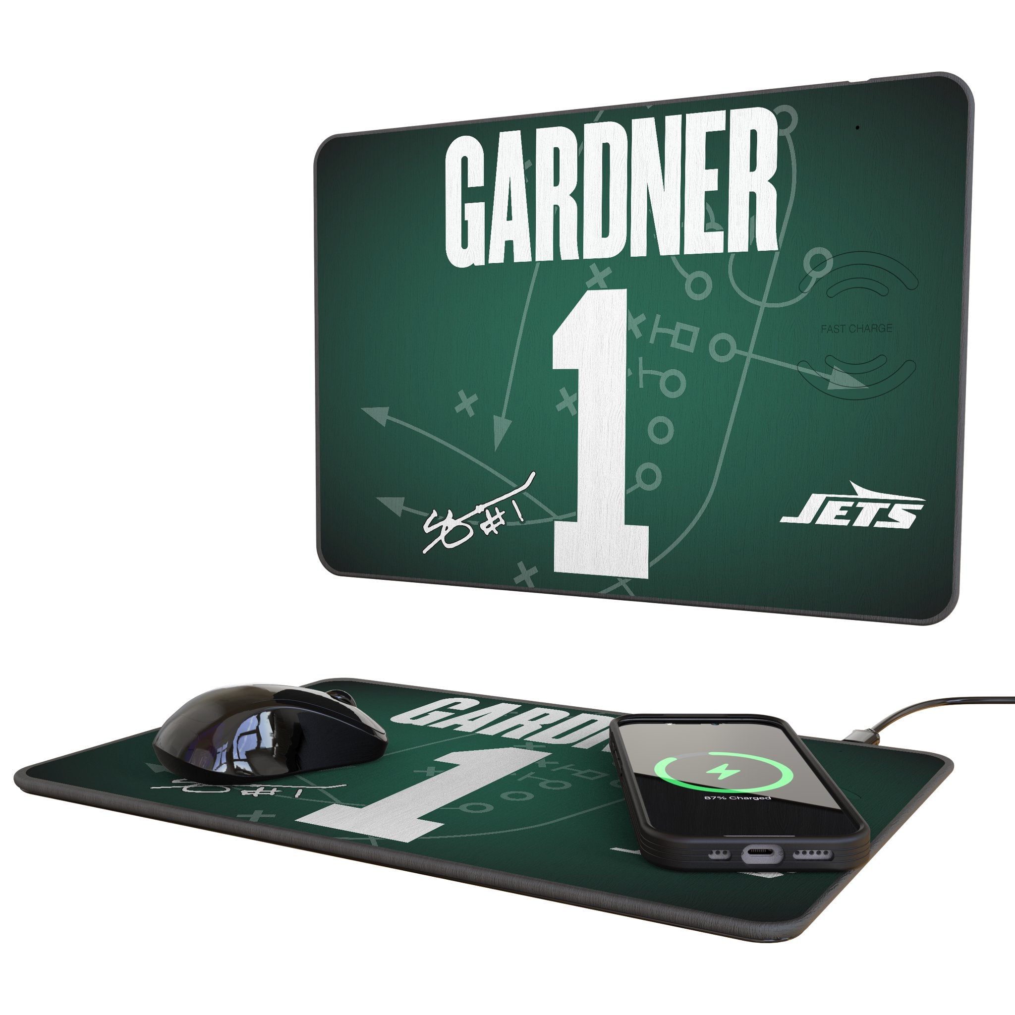 Sauce Gardner New York Jets 1 Game Tactic 15-Watt Wireless Charger and Mouse Pad - Sports Gifts, Sports Memorabilia, Sports Collectibles, Fan Shop