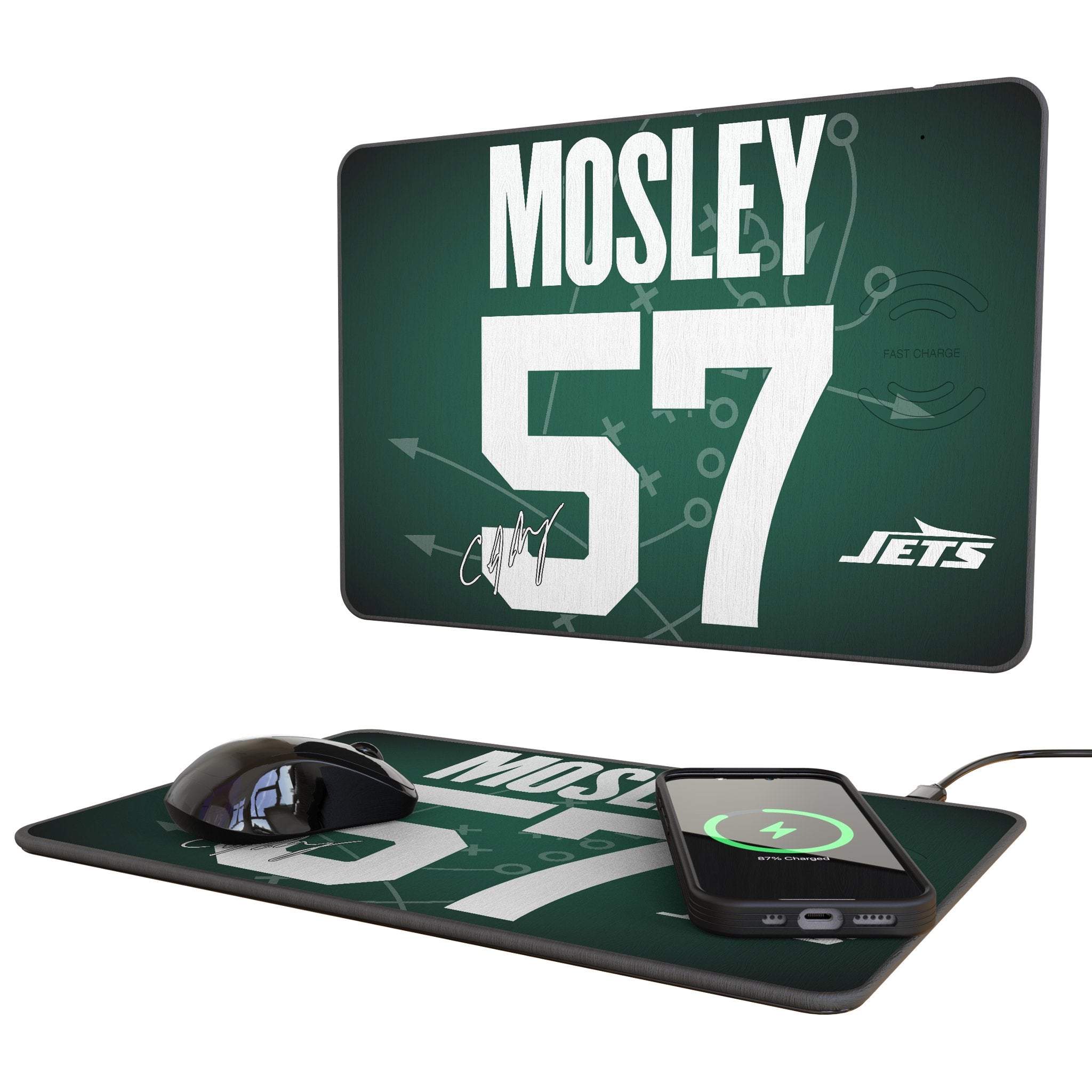 C.J. Mosley New York Jets 57 Game Tactic 15-Watt Wireless Charger and Mouse Pad - Sports Gifts, Sports Memorabilia, Sports Collectibles, Fan Shop