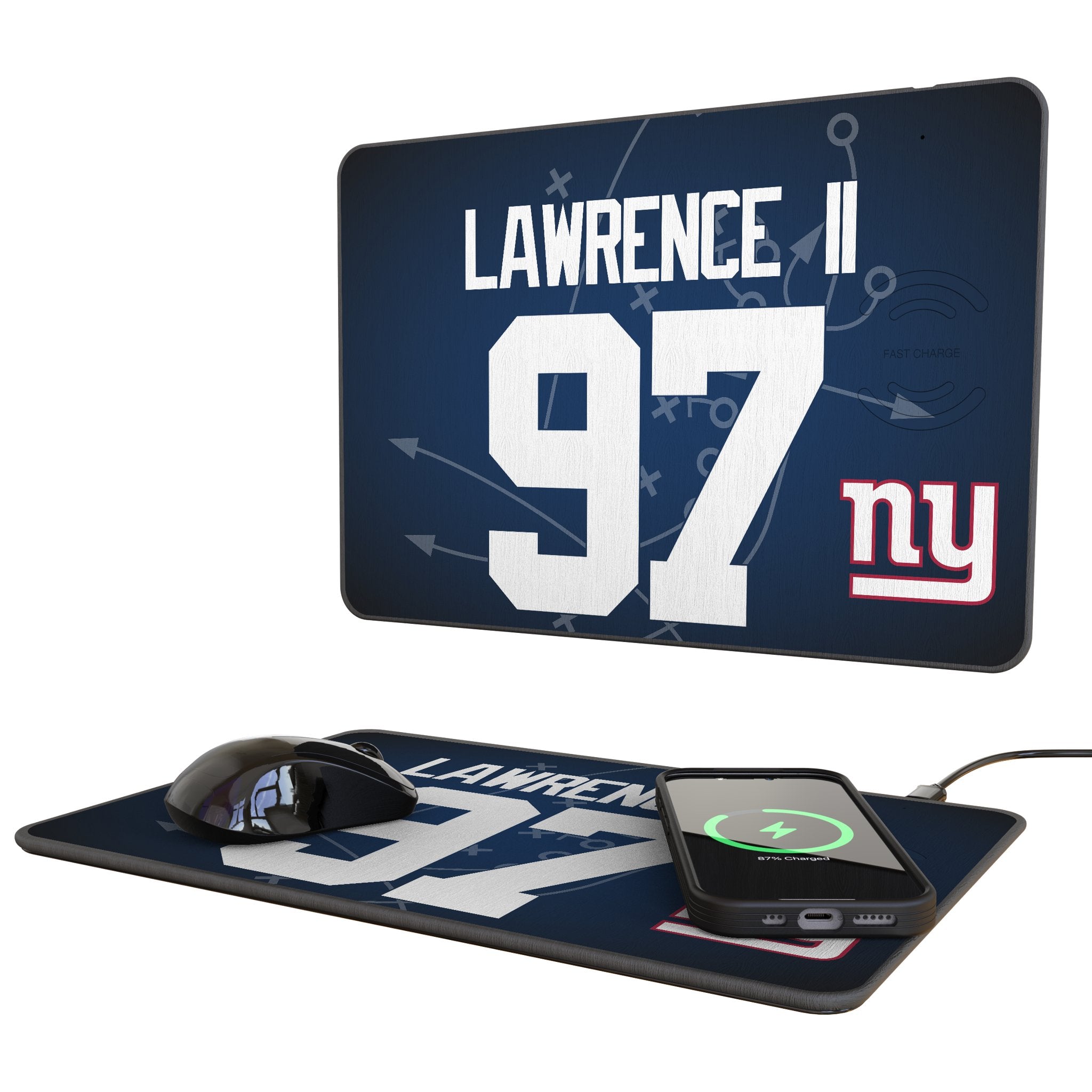 Dexter Lawrence II New York Giants 97 Game Tactic 15-Watt Wireless Charger and Mouse Pad - Sports Gifts, Sports Memorabilia, Sports Collectibles, Fan Shop