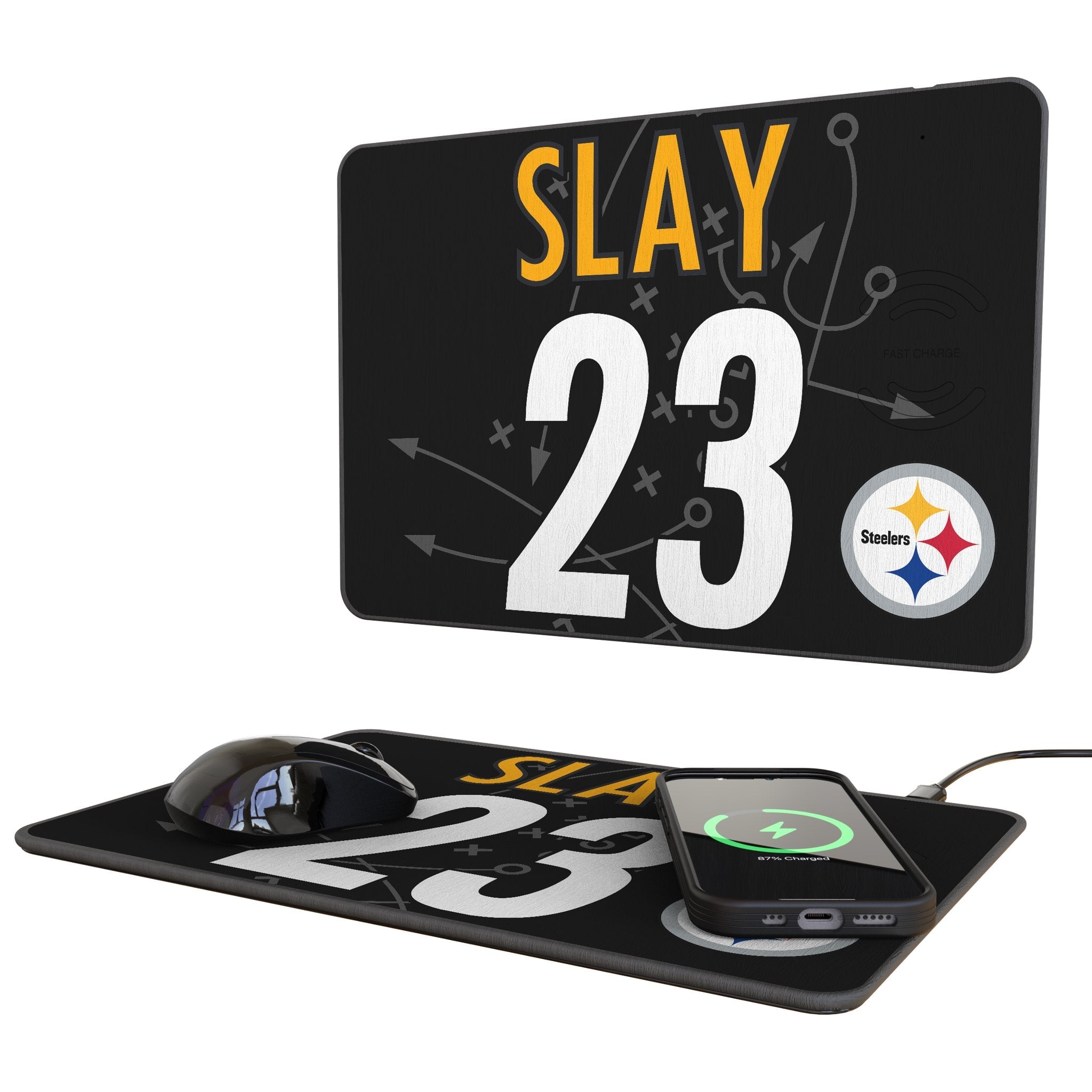 Darius Slay Pittsburgh Steelers 23 Game Tactic 15-Watt Wireless Charger and Mouse Pad - Sports Gifts, Sports Memorabilia, Sports Collectibles, Fan Shop