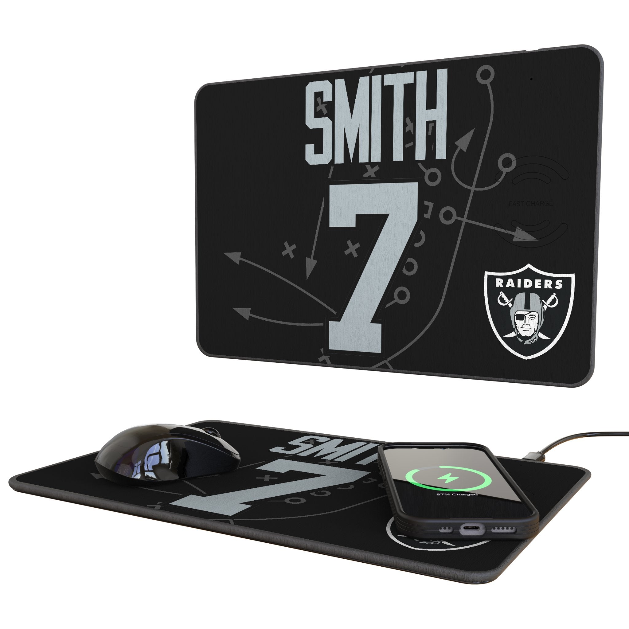 Geno Smith Las Vegas Raiders 7 Game Tactic 15-Watt Wireless Charger and Mouse Pad - Sports Gifts, Sports Memorabilia, Sports Collectibles, Fan Shop