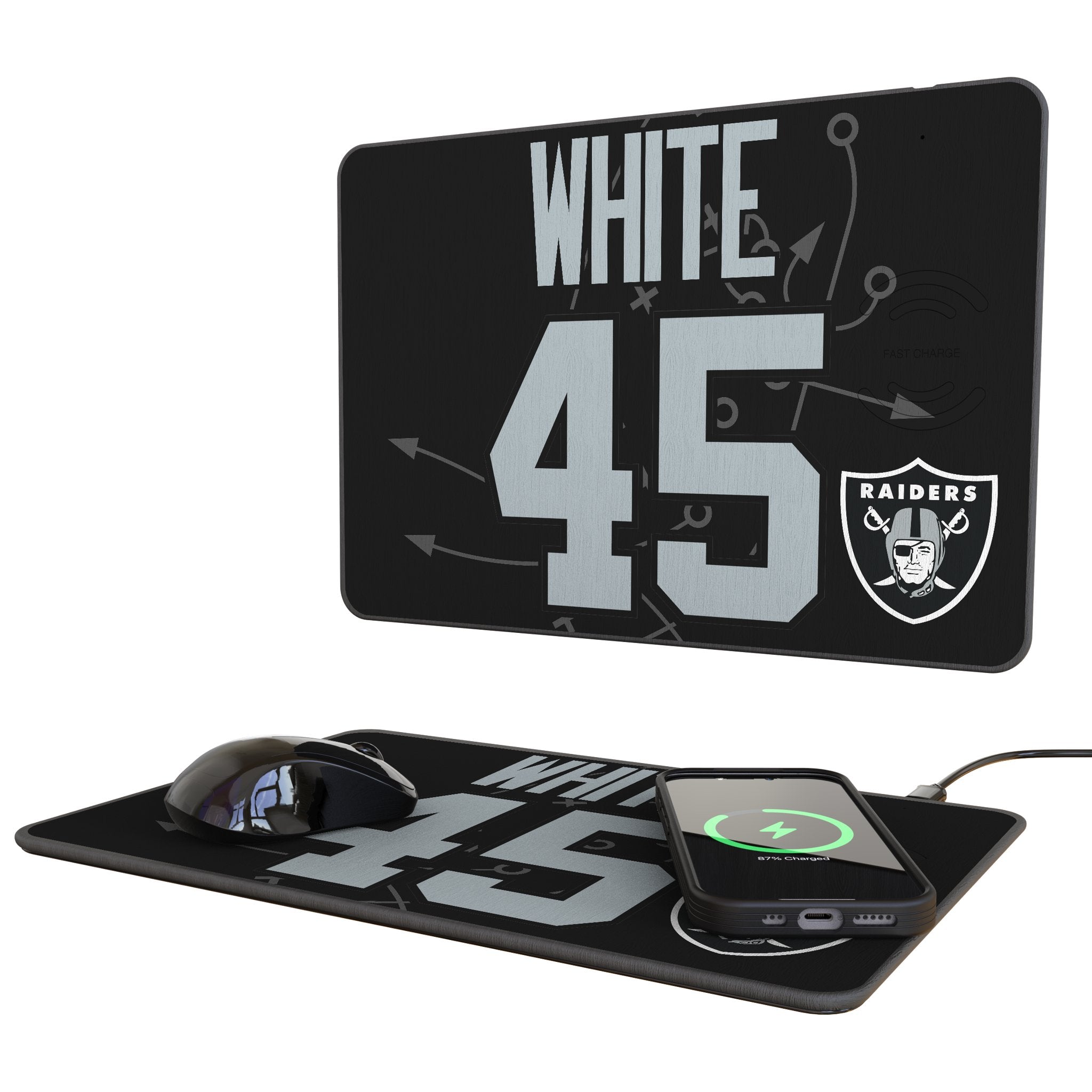 Devin White Las Vegas Raiders 45 Game Tactic 15-Watt Wireless Charger and Mouse Pad - Sports Gifts, Sports Memorabilia, Sports Collectibles, Fan Shop