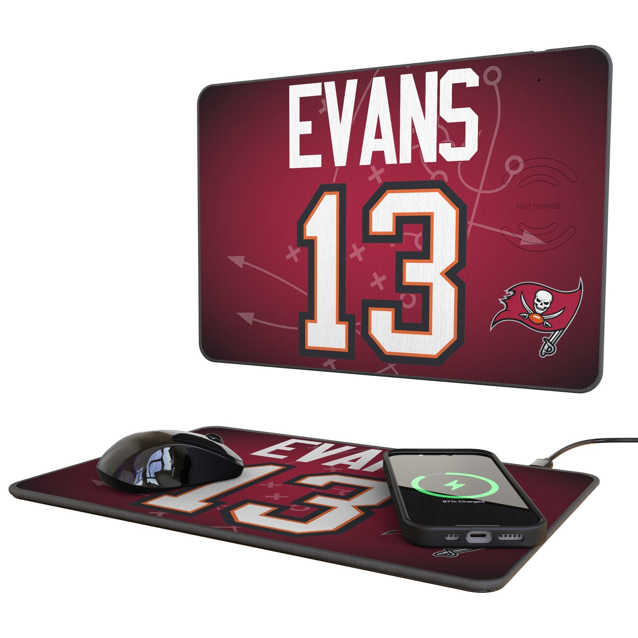Mike Evans Tampa Bay Buccaneers 13 Game Tactic 15-Watt Wireless Charger and Mouse Pad - Sports Gifts, Sports Memorabilia, Sports Collectibles, Fan Shop