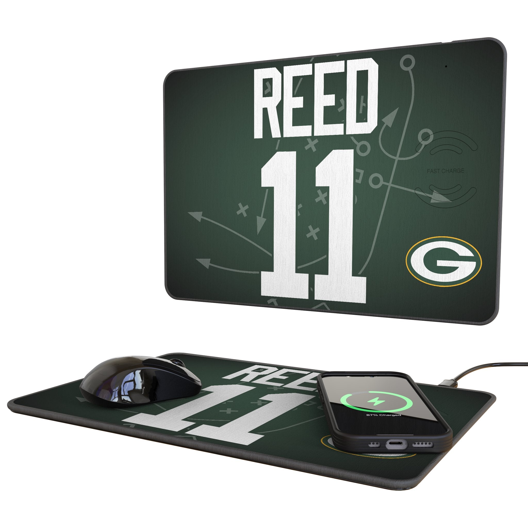 Jayden Reed Green Bay Packers 11 Game Tactic 15-Watt Wireless Charger and Mouse Pad - Sports Gifts, Sports Memorabilia, Sports Collectibles, Fan Shop