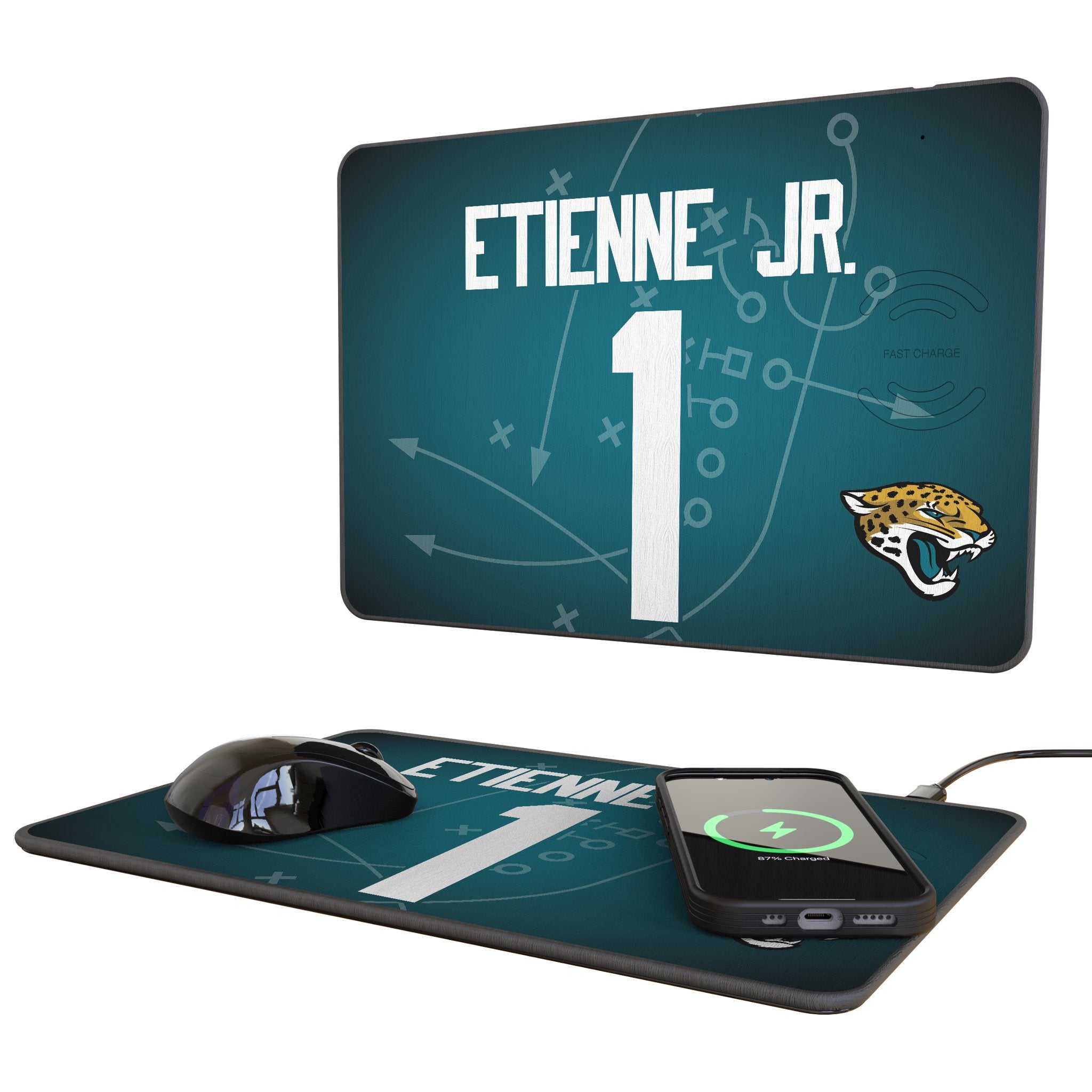 Travis Etienne Jr. Jacksonville Jaguars 1 Game Tactic 15-Watt Wireless Charger and Mouse Pad - Sports Gifts, Sports Memorabilia, Sports Collectibles, Fan Shop