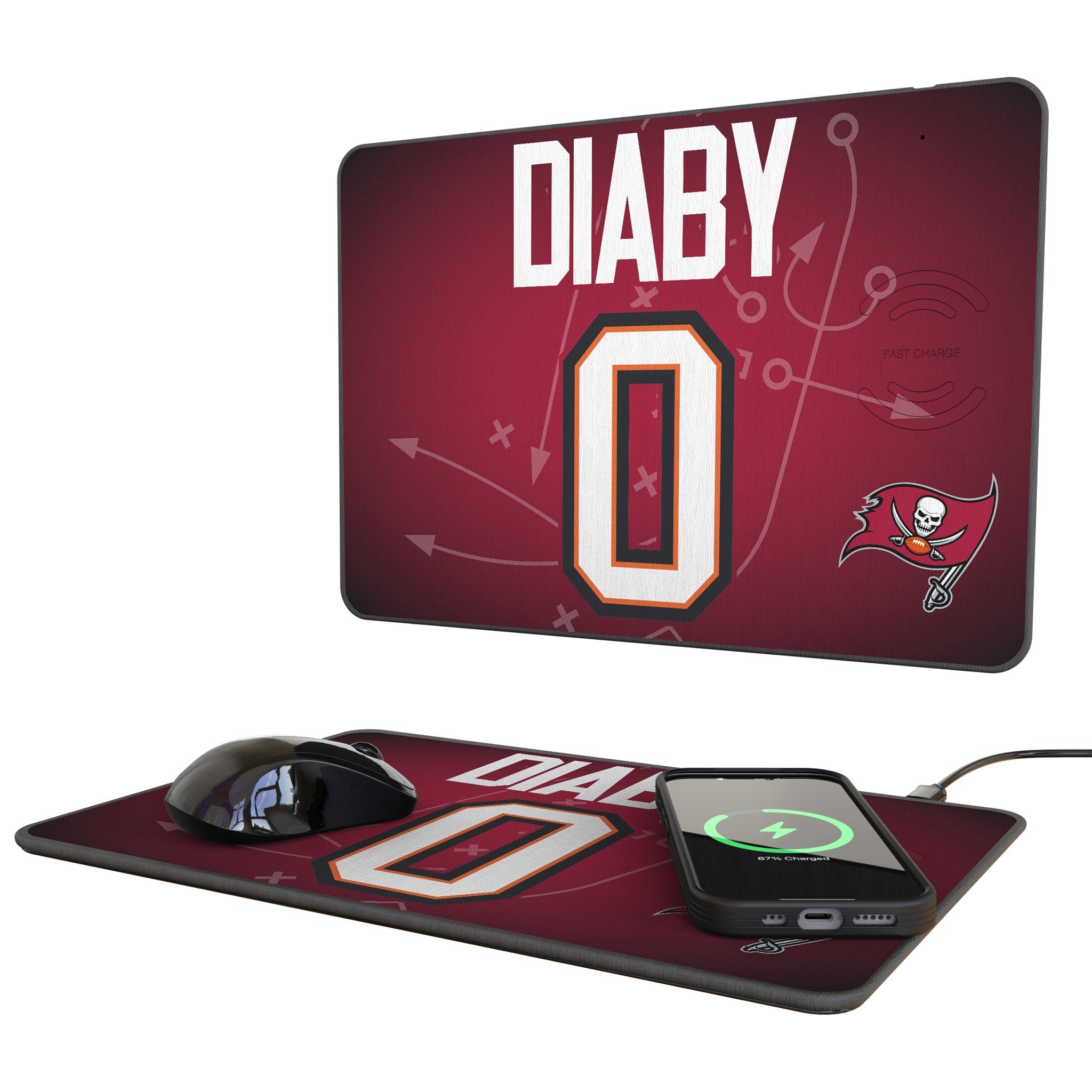 YaYa Diaby Tampa Bay Buccaneers 0 Game Tactic 15-Watt Wireless Charger and Mouse Pad - Sports Gifts, Sports Memorabilia, Sports Collectibles, Fan Shop