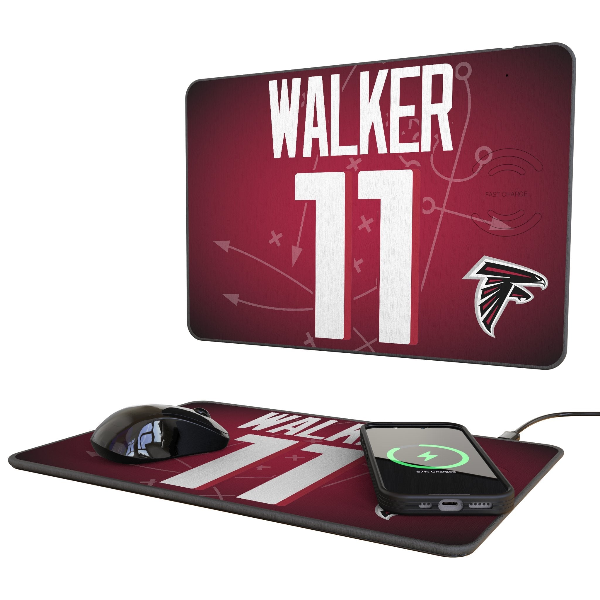 Jalon Walker Atlanta Falcons 11 Game Tactic 15-Watt Wireless Charger and Mouse Pad - Sports Gifts, Sports Memorabilia, Sports Collectibles, Fan Shop