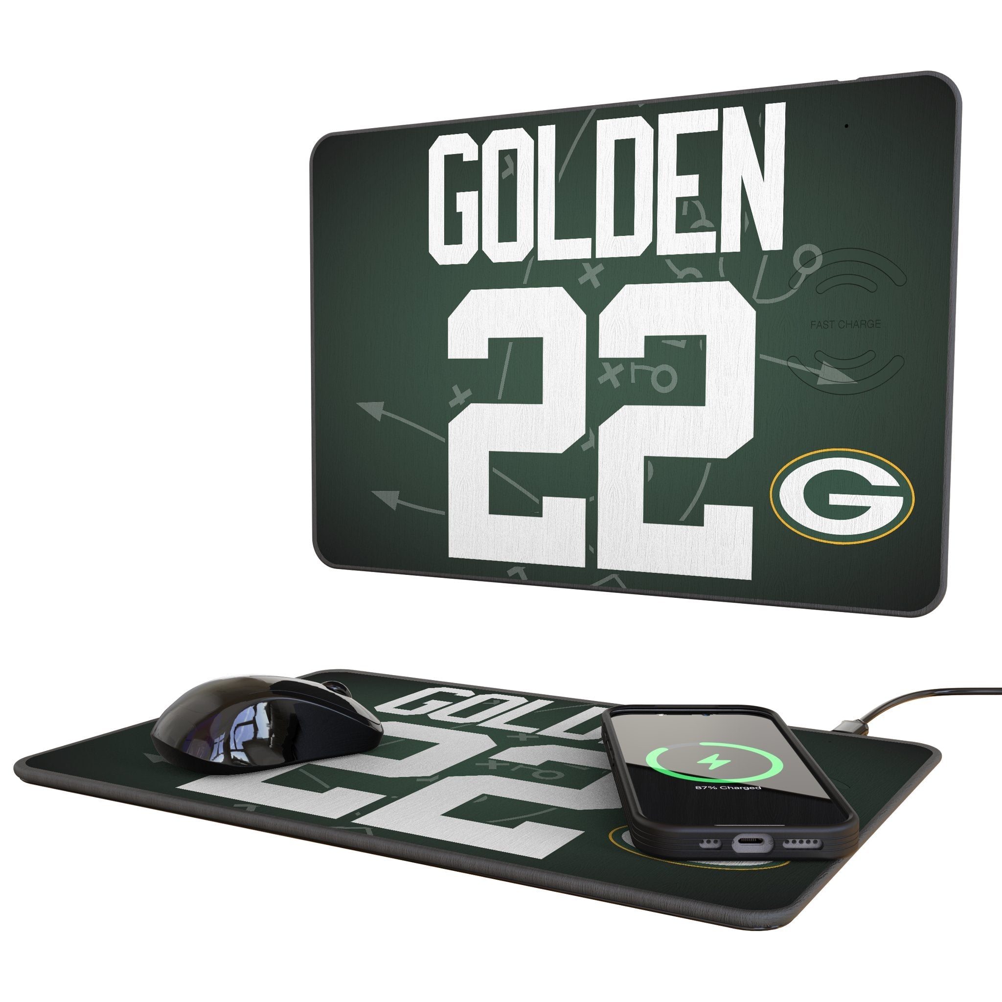 Matthew Golden Green Bay Packers 22 Game Tactic 15-Watt Wireless Charger and Mouse Pad - Sports Gifts, Sports Memorabilia, Sports Collectibles, Fan Shop