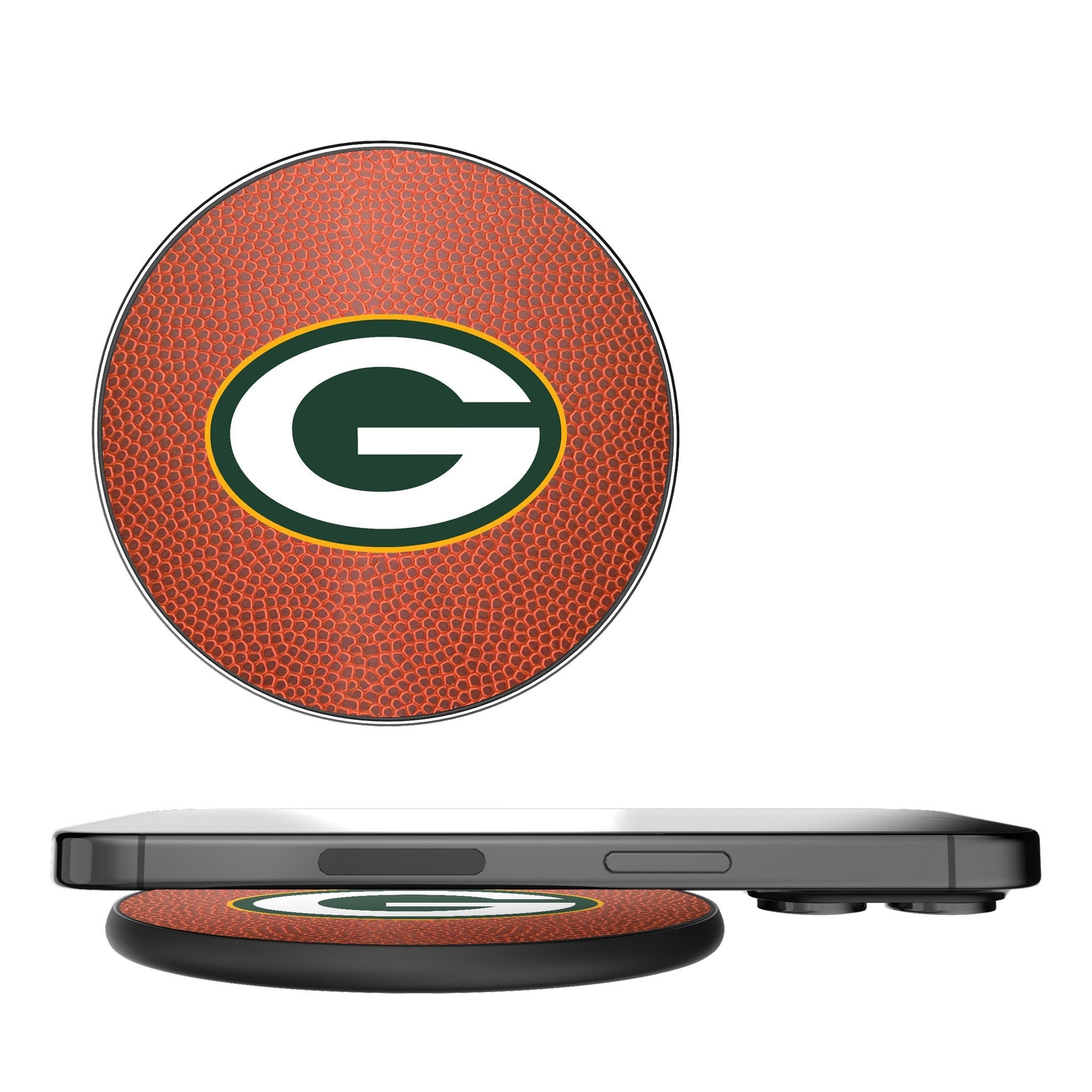 Green Bay Packers Football 15-Watt Wireless Charger - Sports Gifts, Sports Memorabilia, Sports Collectibles, Fan Shop