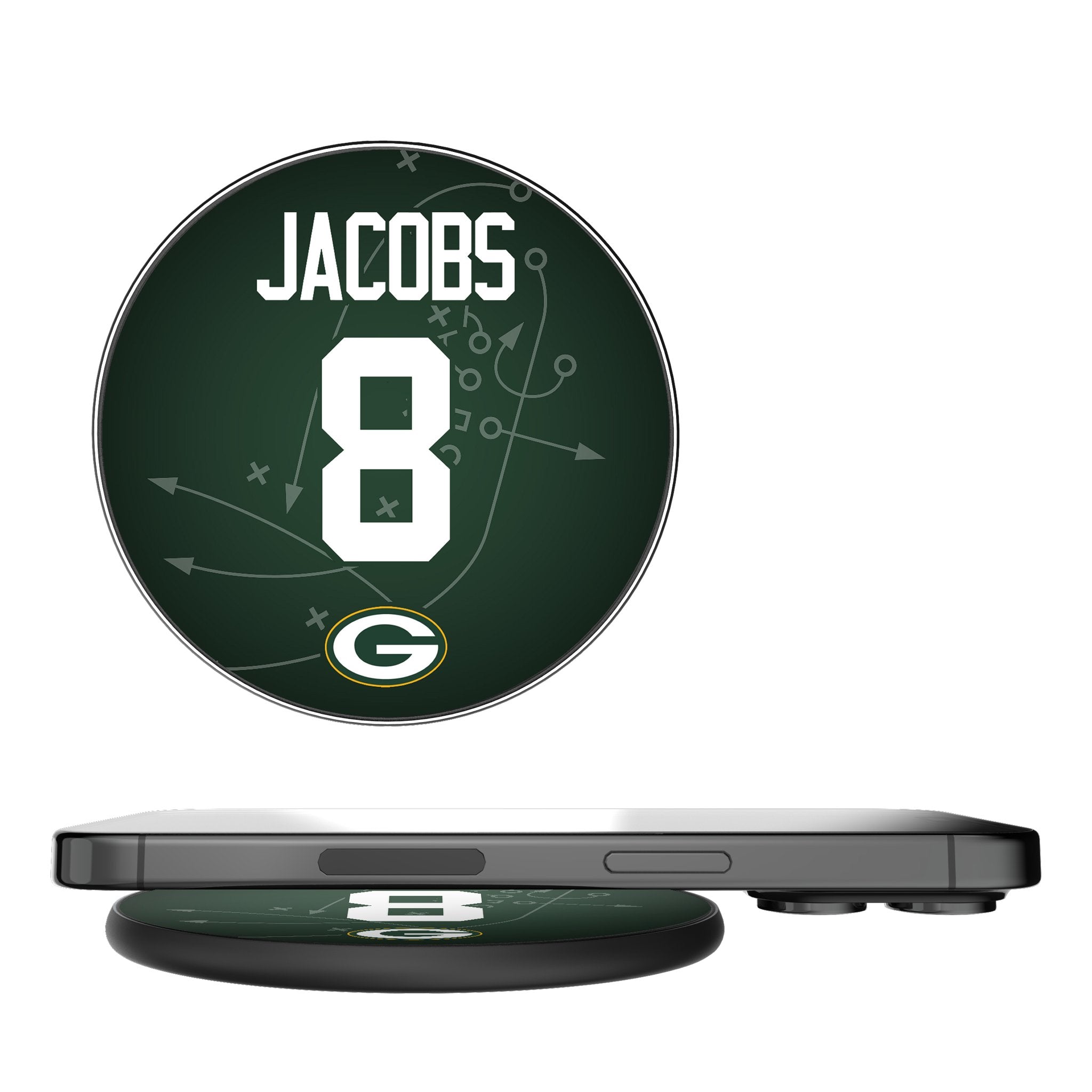 Josh Jacobs Green Bay Packers 8 Ready 15-Watt Wireless Charger - Sports Gifts, Sports Memorabilia, Sports Collectibles, Fan Shop