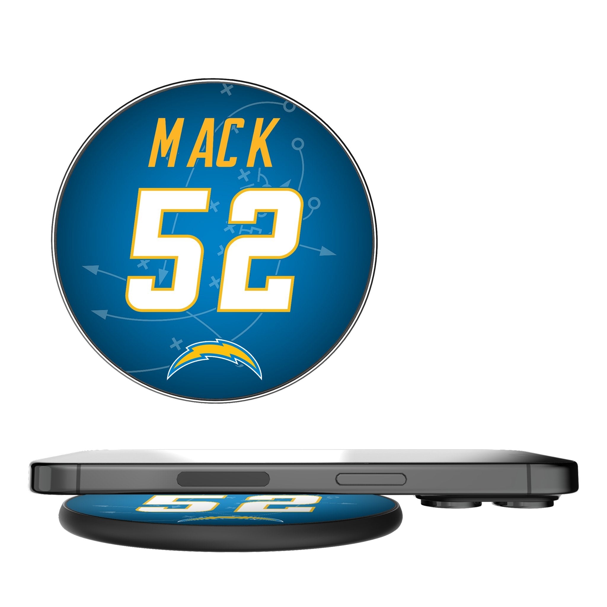 Khalil Mack Los Angeles Chargers 52 Ready 15-Watt Wireless Charger - Sports Gifts, Sports Memorabilia, Sports Collectibles, Fan Shop