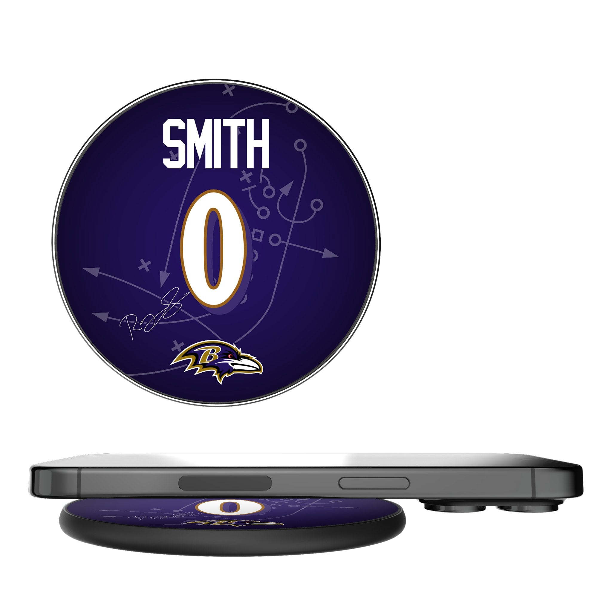 Roquan Smith Baltimore Ravens 0 Ready 15-Watt Wireless Charger - Sports Gifts, Sports Memorabilia, Sports Collectibles, Fan Shop
