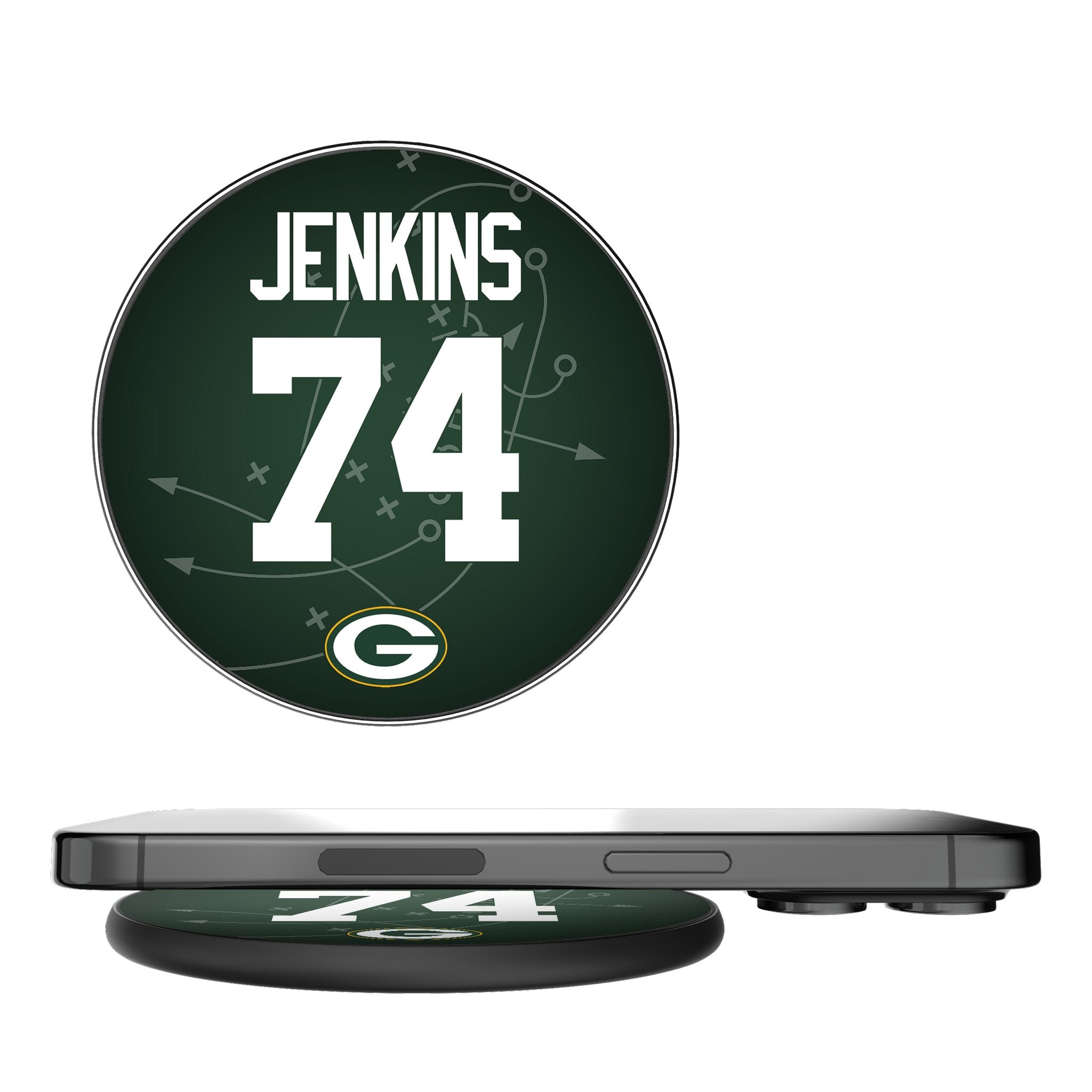 Elgton Jenkins Green Bay Packers 74 Ready 15-Watt Wireless Charger - Sports Gifts, Sports Memorabilia, Sports Collectibles, Fan Shop