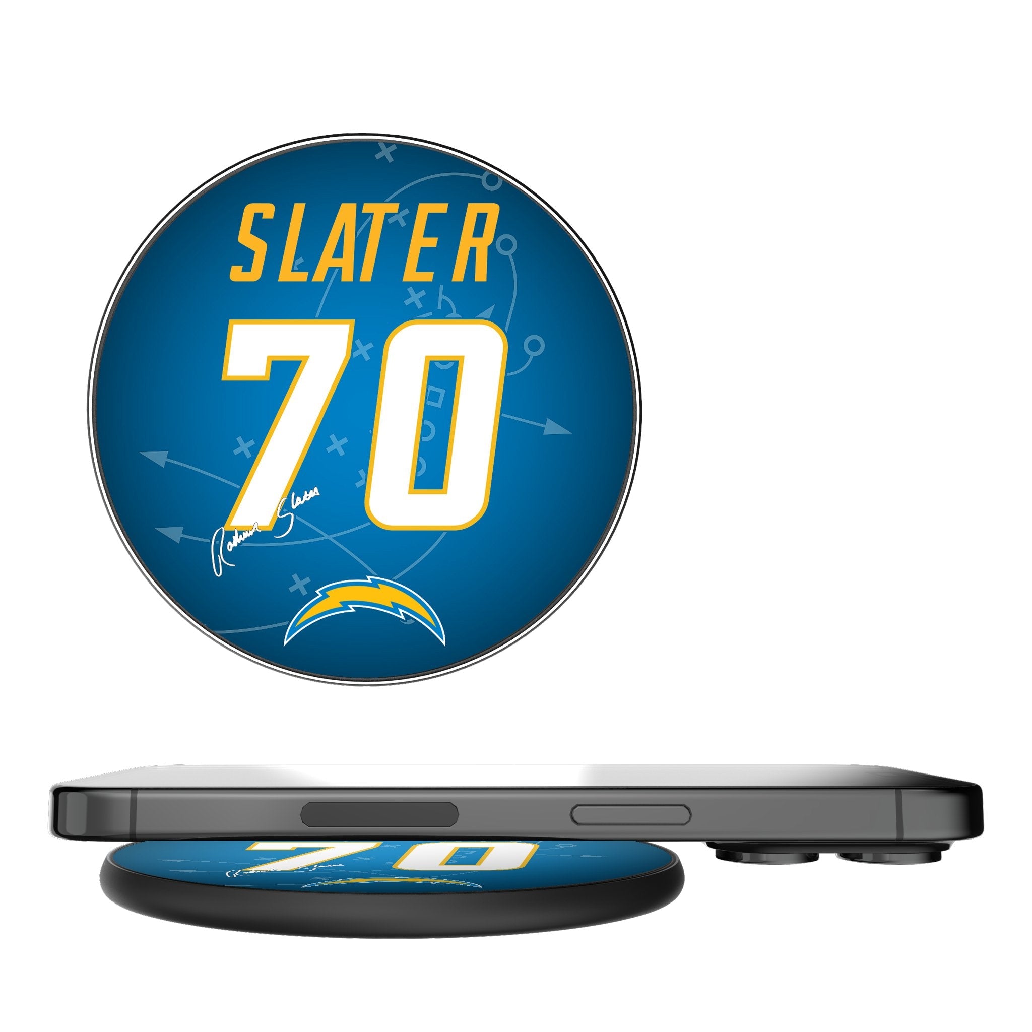 RaShawn Slater Los Angeles Chargers 70 Ready 15-Watt Wireless Charger - Sports Gifts, Sports Memorabilia, Sports Collectibles, Fan Shop