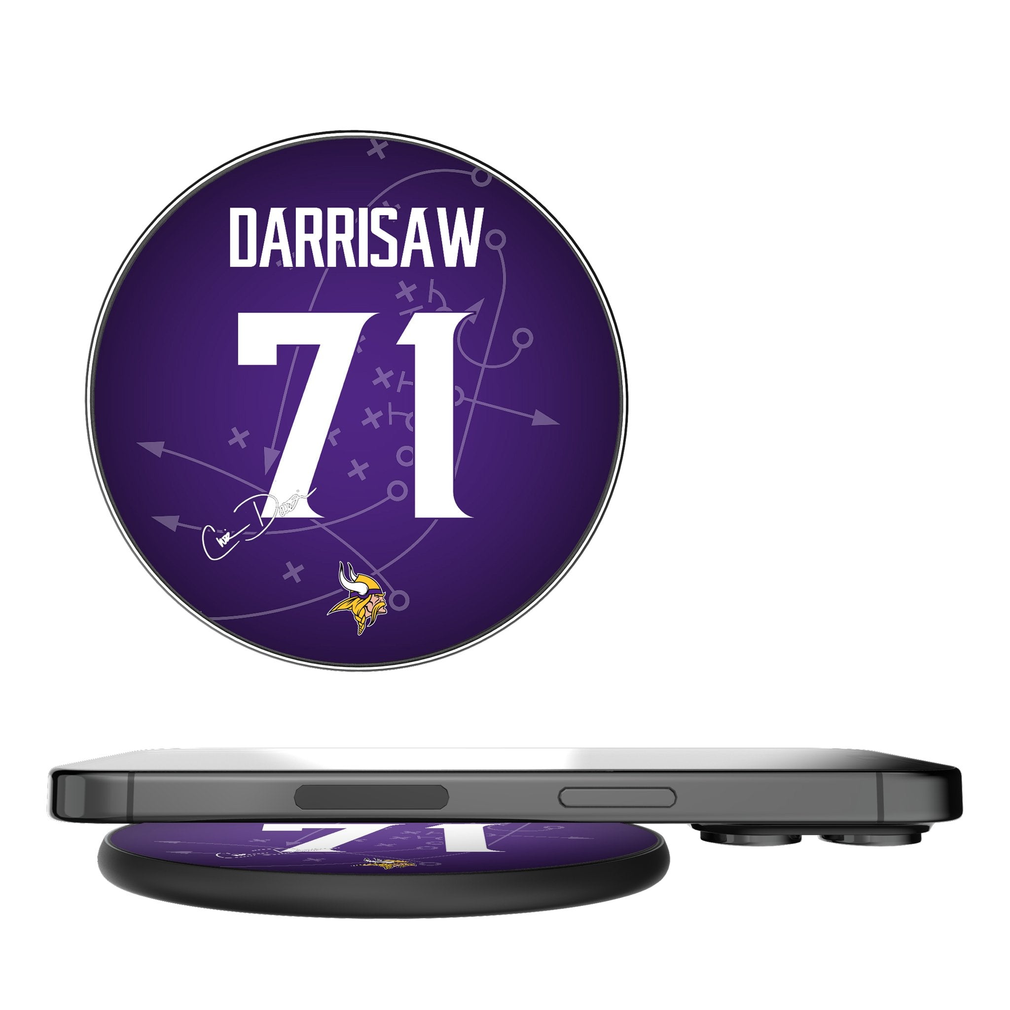Christian Darrisaw Minnesota Vikings 71 Ready 15-Watt Wireless Charger - Sports Gifts, Sports Memorabilia, Sports Collectibles, Fan Shop