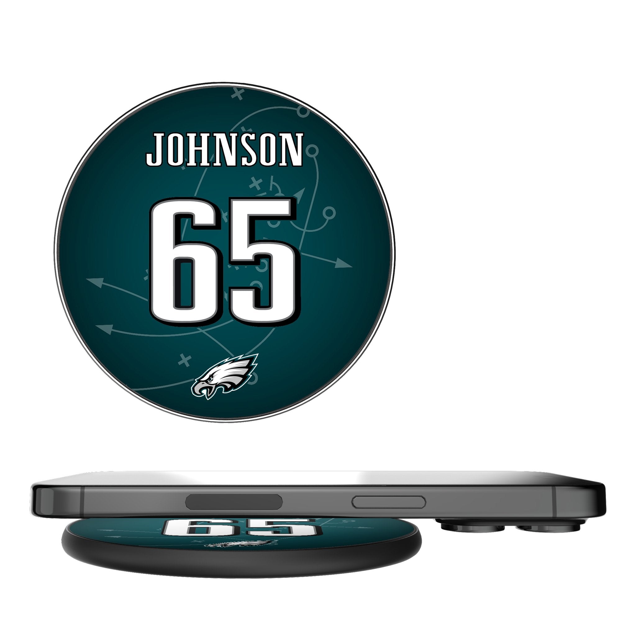 Lane Johnson Philadelphia Eagles 65 Ready 15-Watt Wireless Charger - Sports Gifts, Sports Memorabilia, Sports Collectibles, Fan Shop