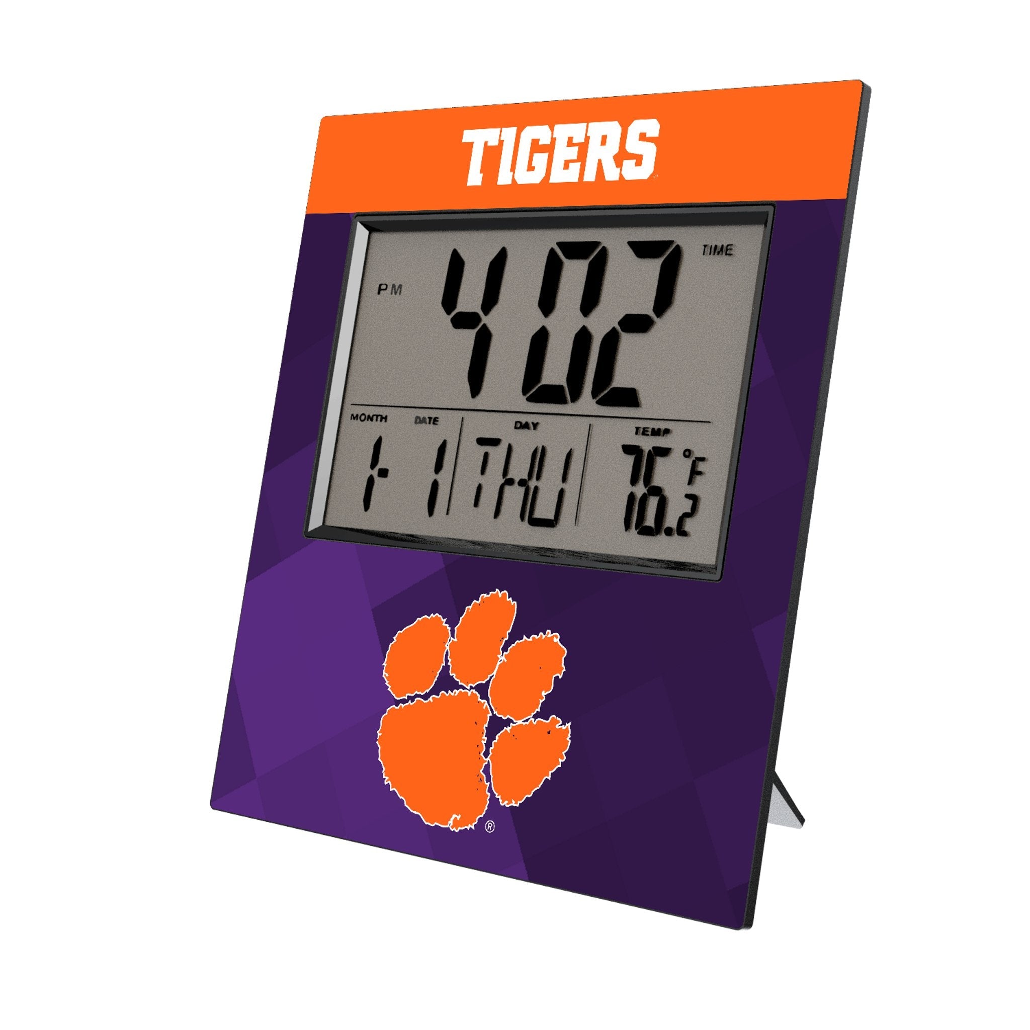 Clemson University Tigers Color Block Wall Clock - Sports Gifts, Sports Memorabilia, Sports Collectibles, Fan Shop