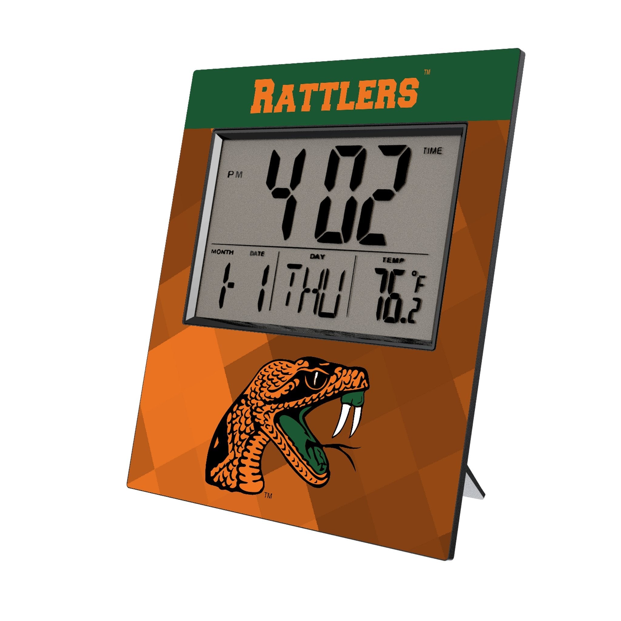 Florida A&M University Rattlers Color Block Wall Clock - Sports Gifts, Sports Memorabilia, Sports Collectibles, Fan Shop