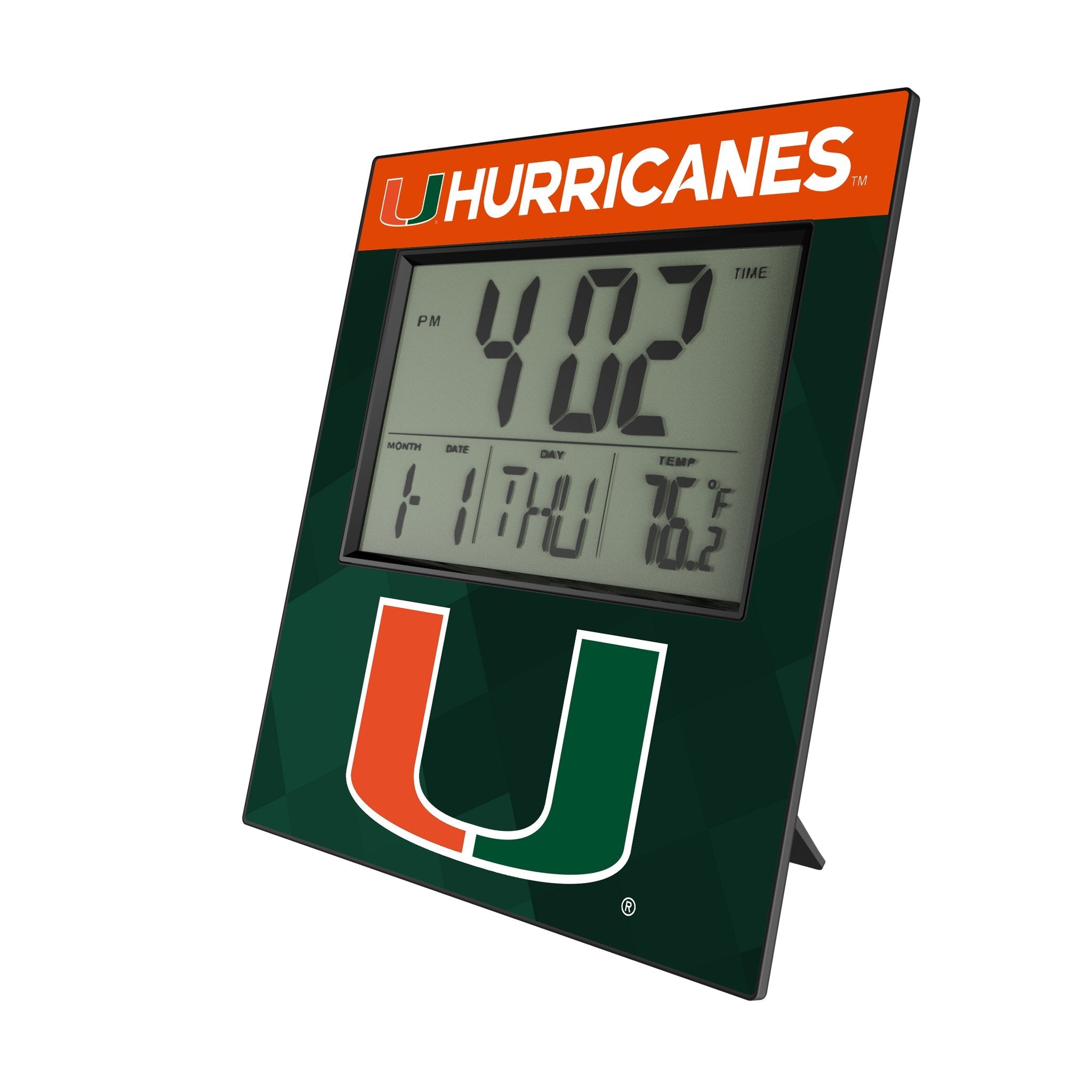 University of Miami Hurricanes Color Block Wall Clock - Sports Gifts, Sports Memorabilia, Sports Collectibles, Fan Shop
