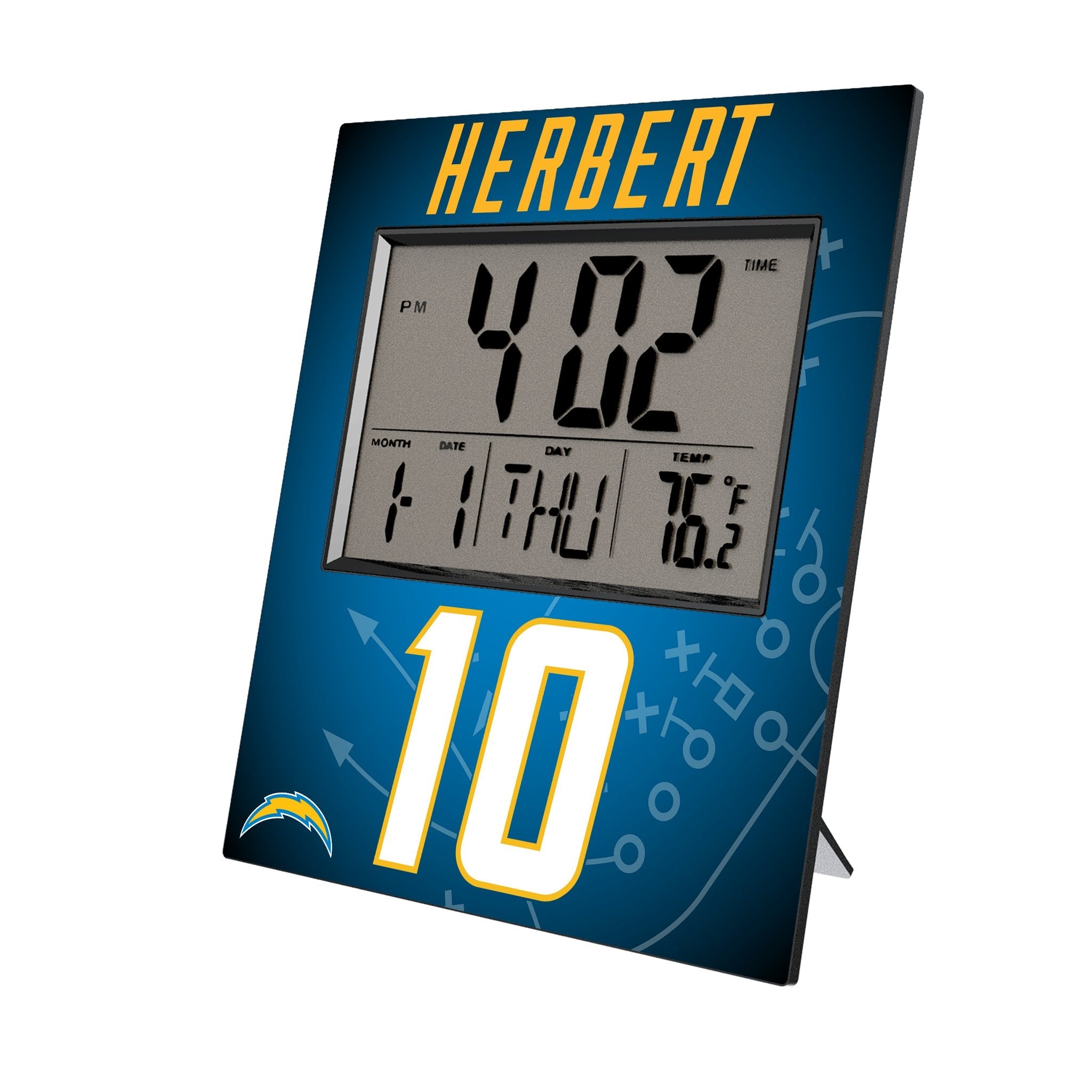Justin Herbert Los Angeles Chargers 10 Game Tactic Wall Clock - Sports Gifts, Sports Memorabilia, Sports Collectibles, Fan Shop
