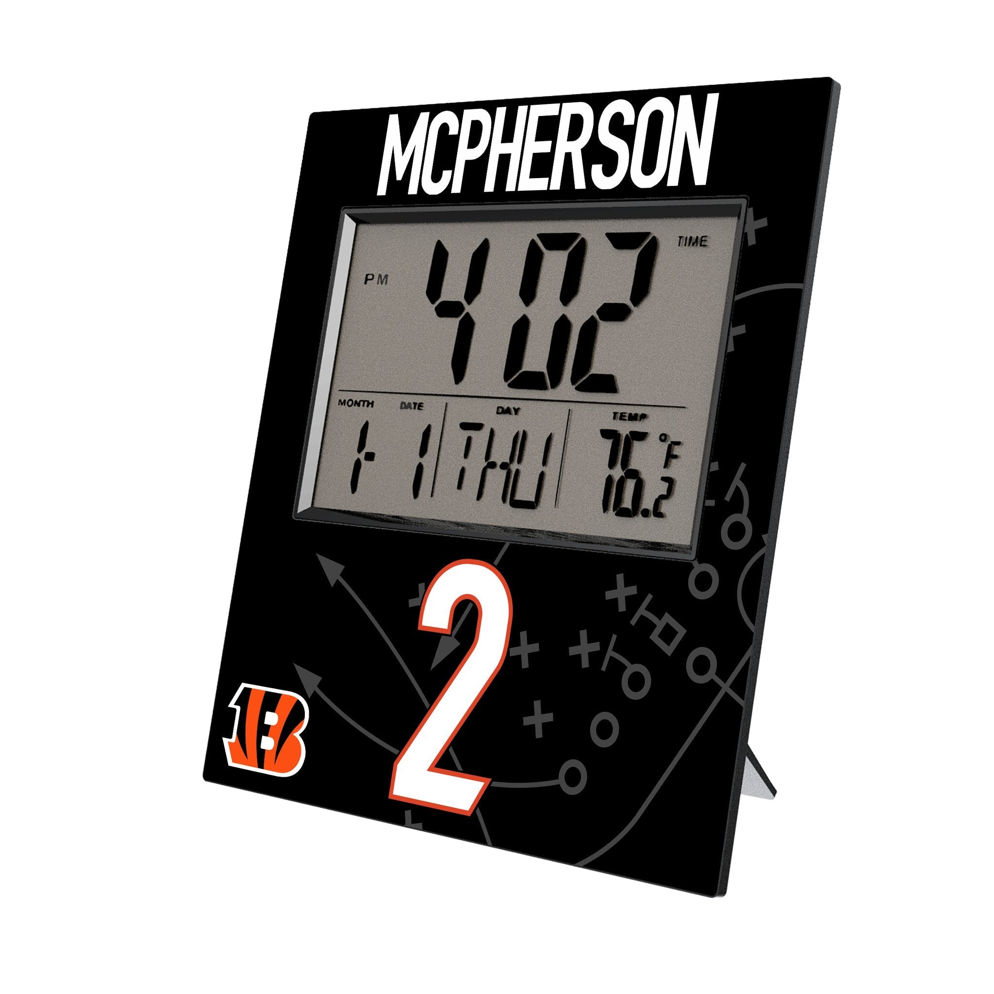 Evan McPherson Cincinnati Bengals 2 Game Tactic Wall Clock - Sports Gifts, Sports Memorabilia, Sports Collectibles, Fan Shop