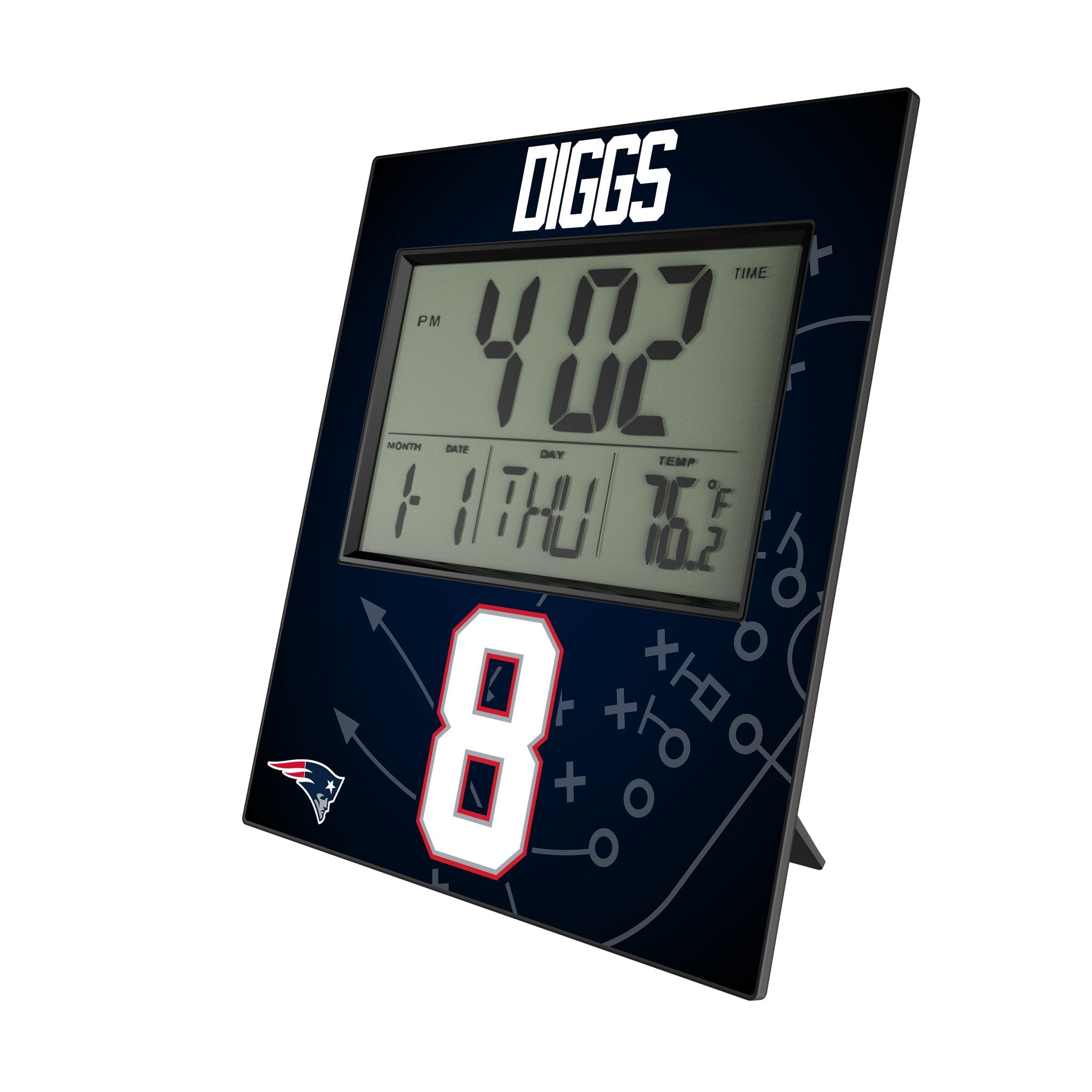 Stefon Diggs New England Patriots 8 Game Tactic Wall Clock - Sports Gifts, Sports Memorabilia, Sports Collectibles, Fan Shop
