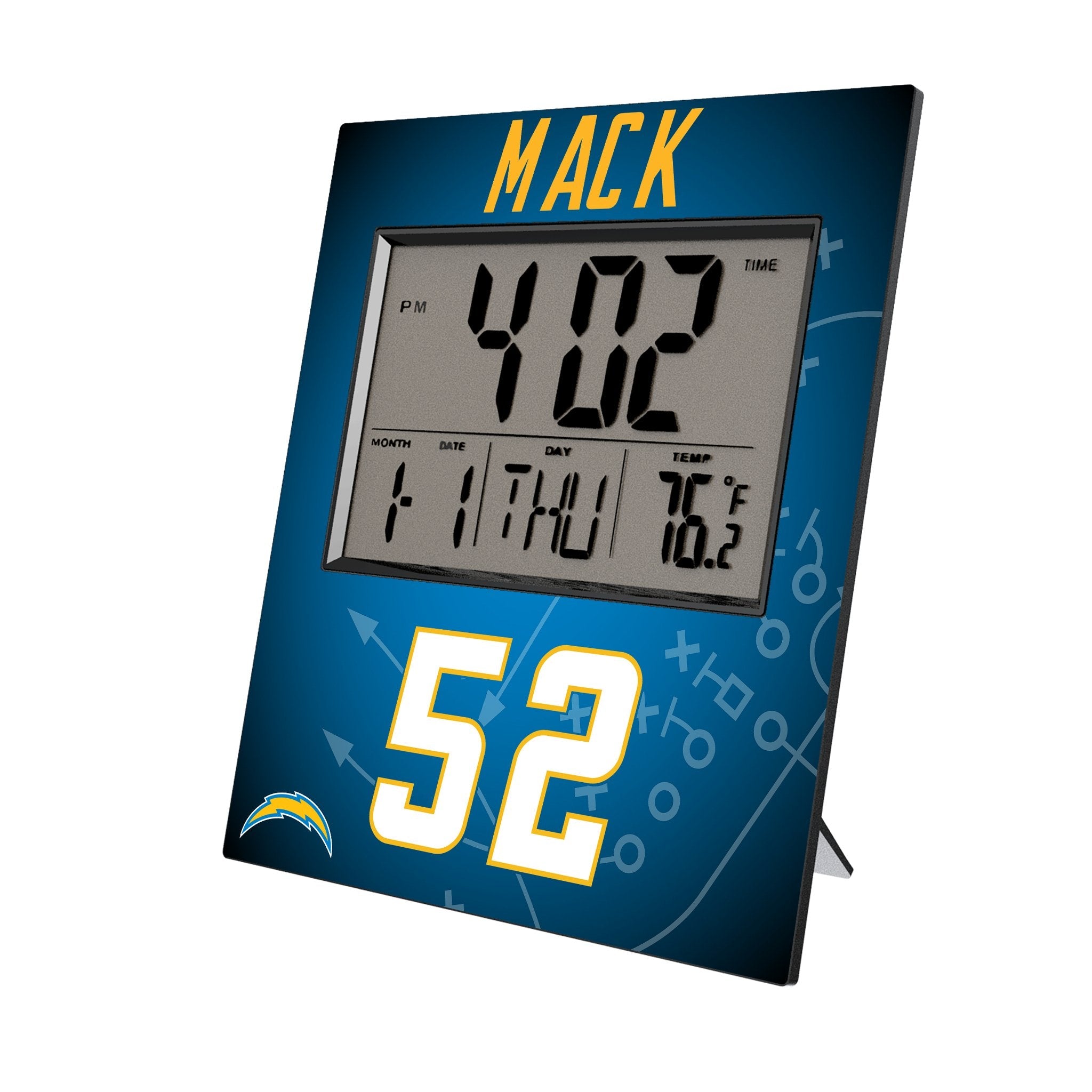 Khalil Mack Los Angeles Chargers 52 Game Tactic Wall Clock - Sports Gifts, Sports Memorabilia, Sports Collectibles, Fan Shop