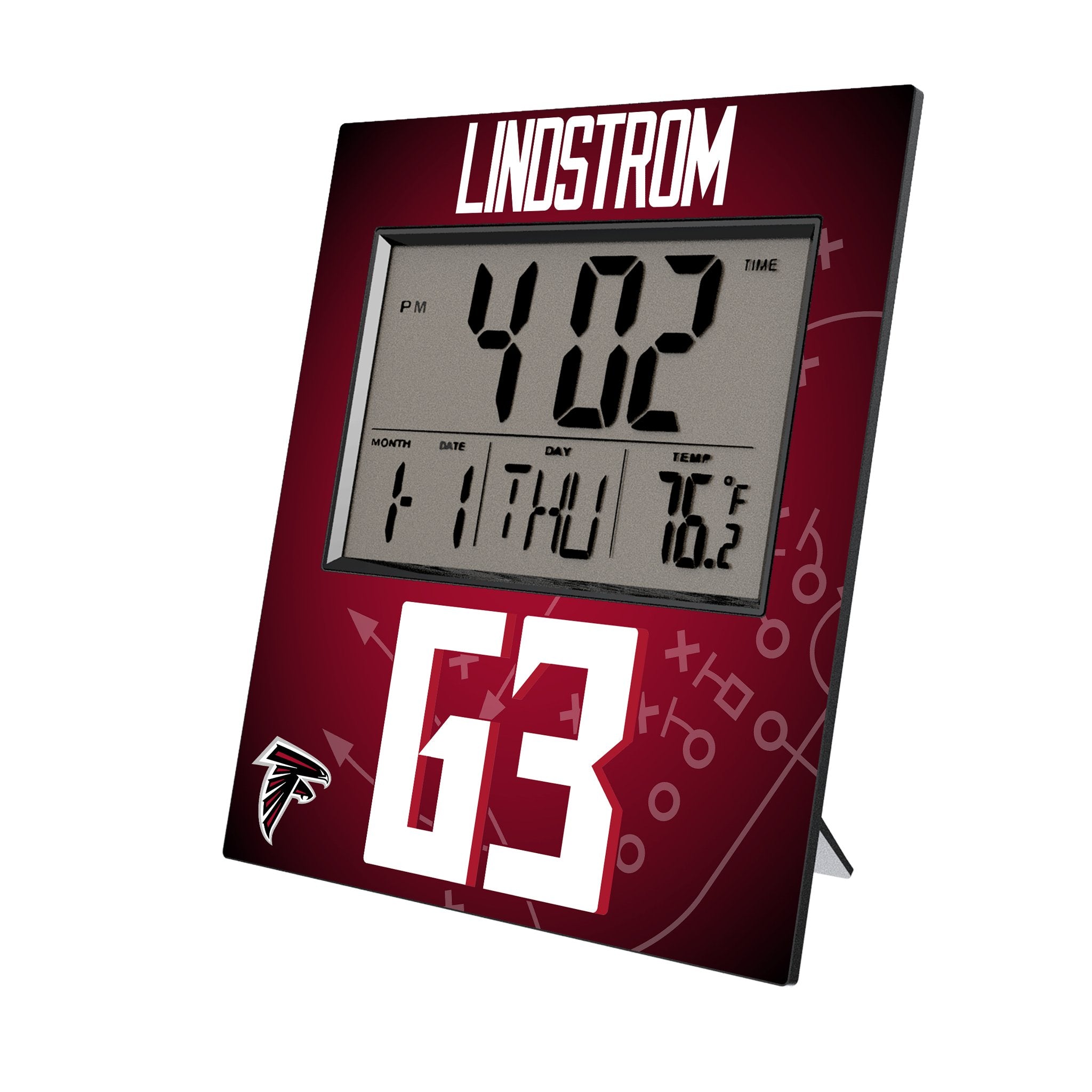 Chris Lindstrom Atlanta Falcons 63 Game Tactic Wall Clock - Sports Gifts, Sports Memorabilia, Sports Collectibles, Fan Shop