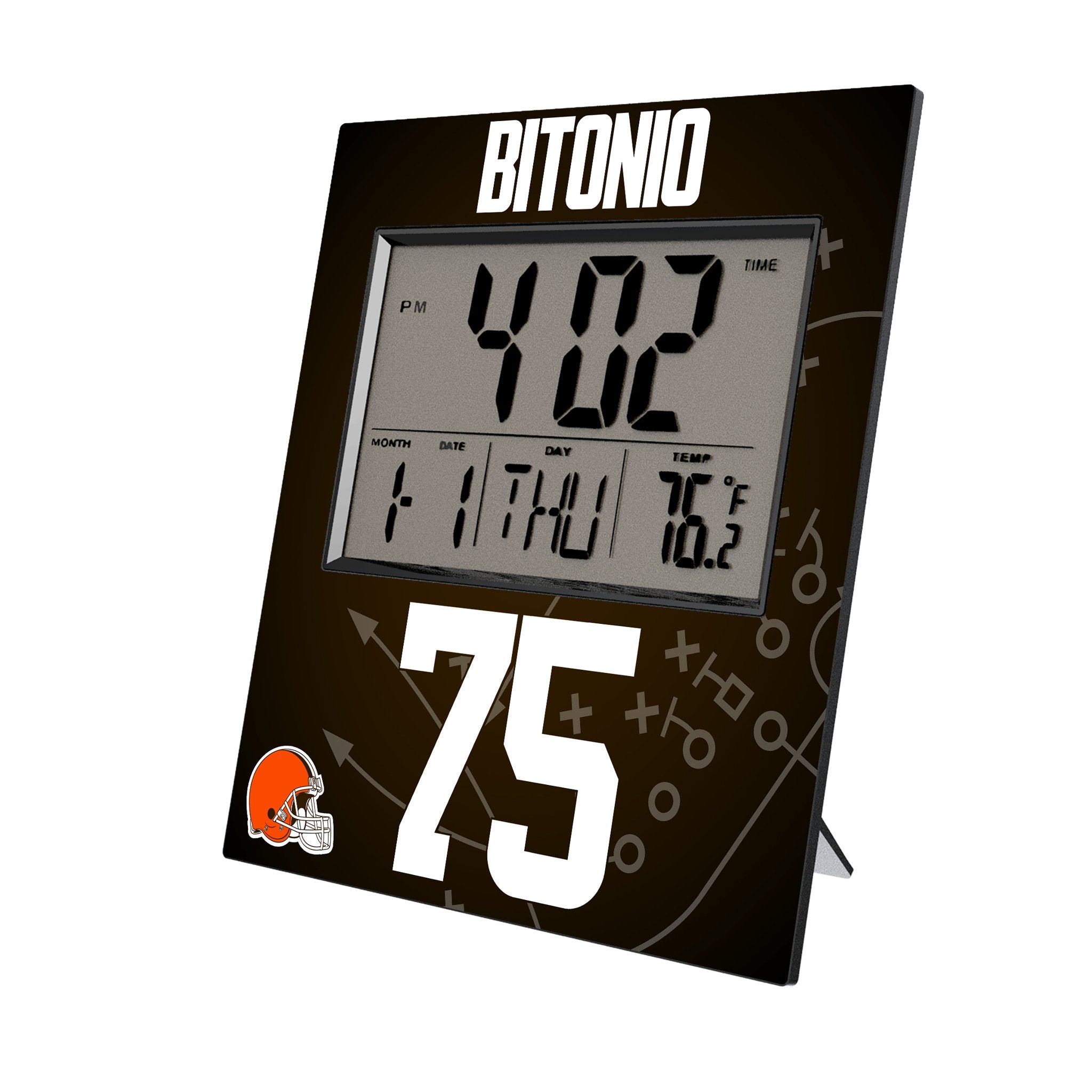 Joel Bitonio Cleveland Browns 75 Game Tactic Wall Clock - Sports Gifts, Sports Memorabilia, Sports Collectibles, Fan Shop