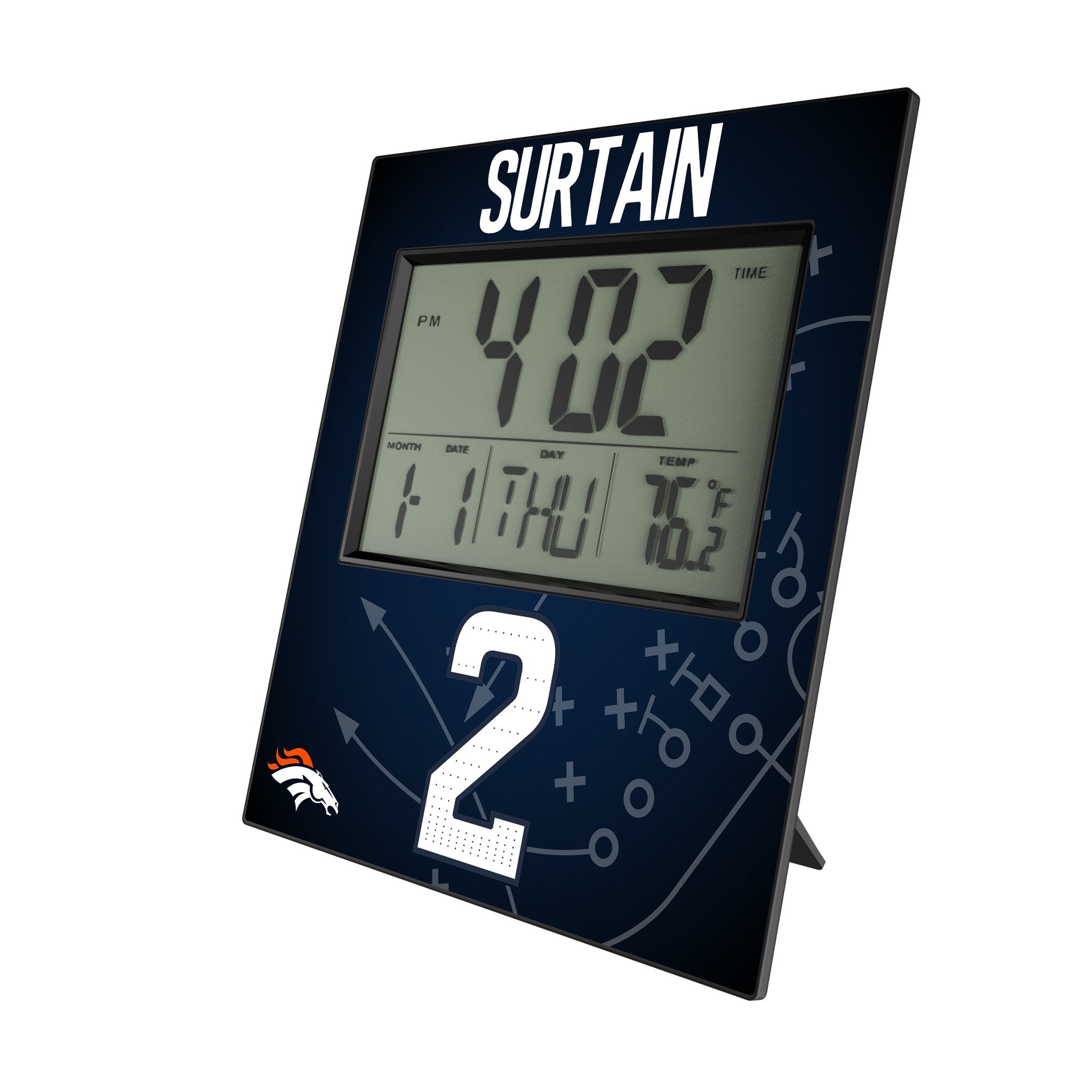 Pat Surtain II Denver Broncos 2 Game Tactic Wall Clock - Sports Gifts, Sports Memorabilia, Sports Collectibles, Fan Shop