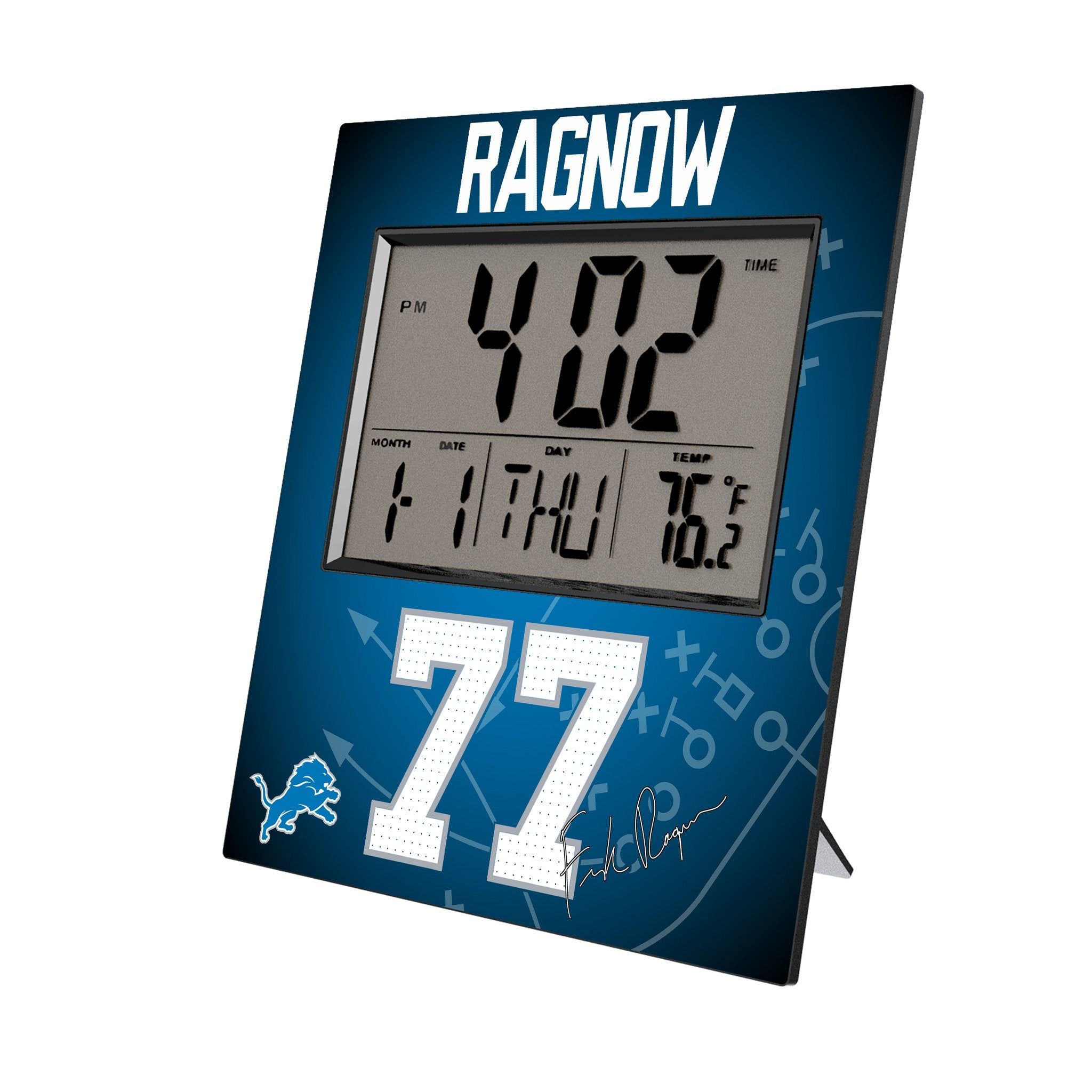 Frank Ragnow Detroit Lions 77 Game Tactic Wall Clock - Sports Gifts, Sports Memorabilia, Sports Collectibles, Fan Shop