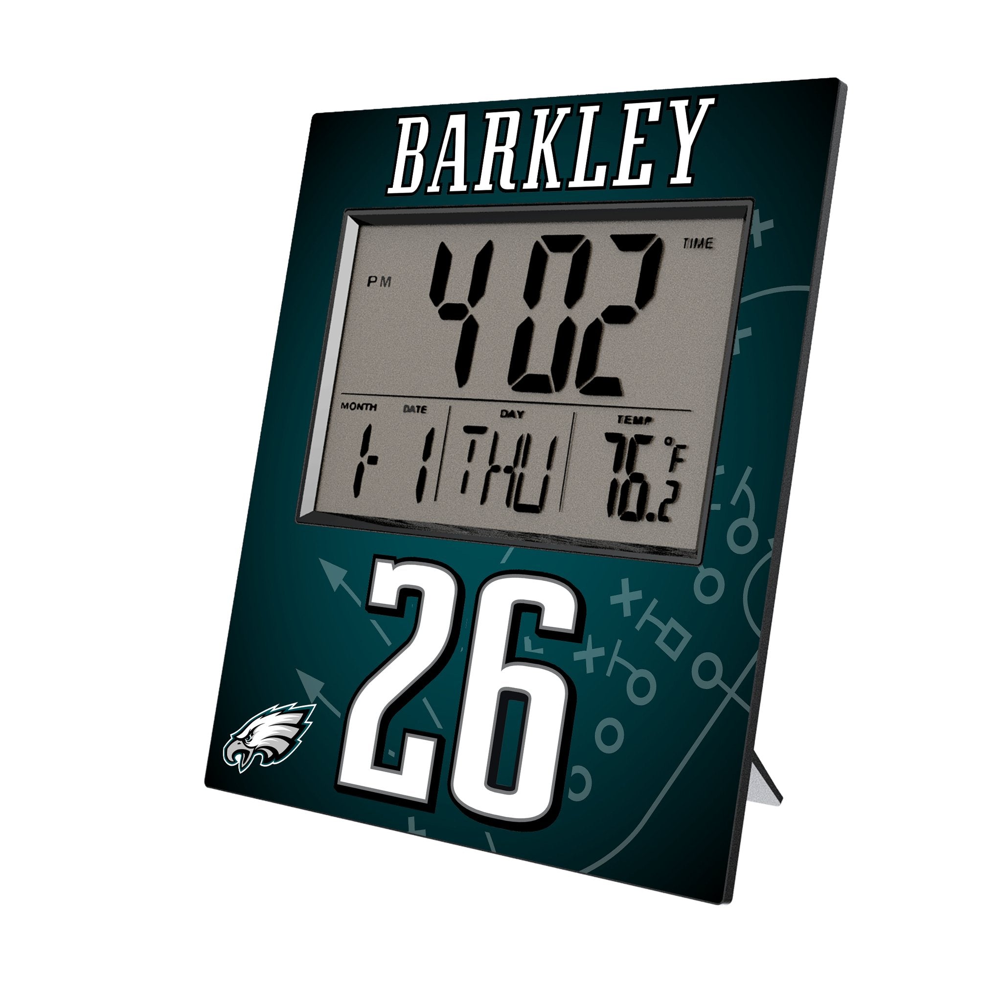 Saquon Barkley Philadelphia Eagles 26 Game Tactic Wall Clock - Sports Gifts, Sports Memorabilia, Sports Collectibles, Fan Shop