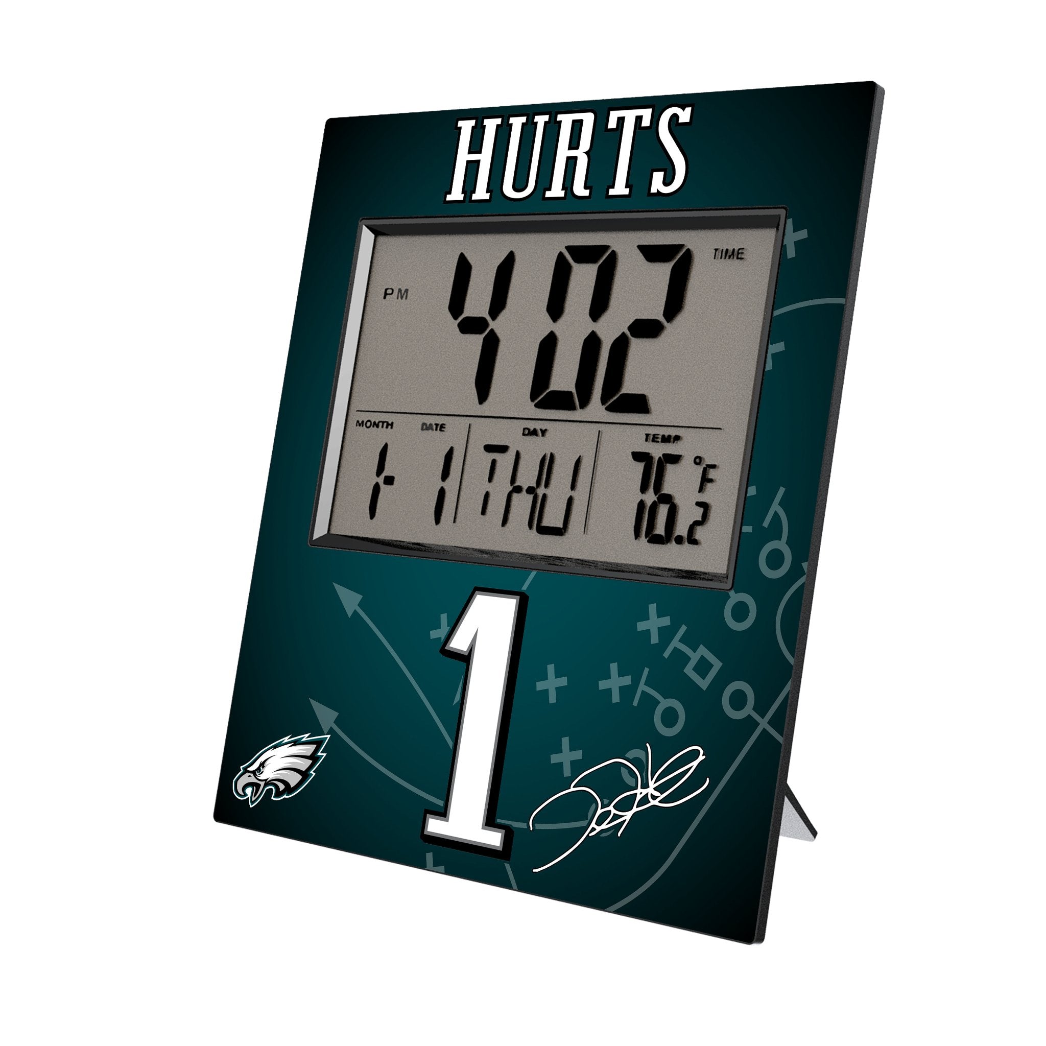 Jalen Hurts Philadelphia Eagles 1 Game Tactic Wall Clock - Sports Gifts, Sports Memorabilia, Sports Collectibles, Fan Shop