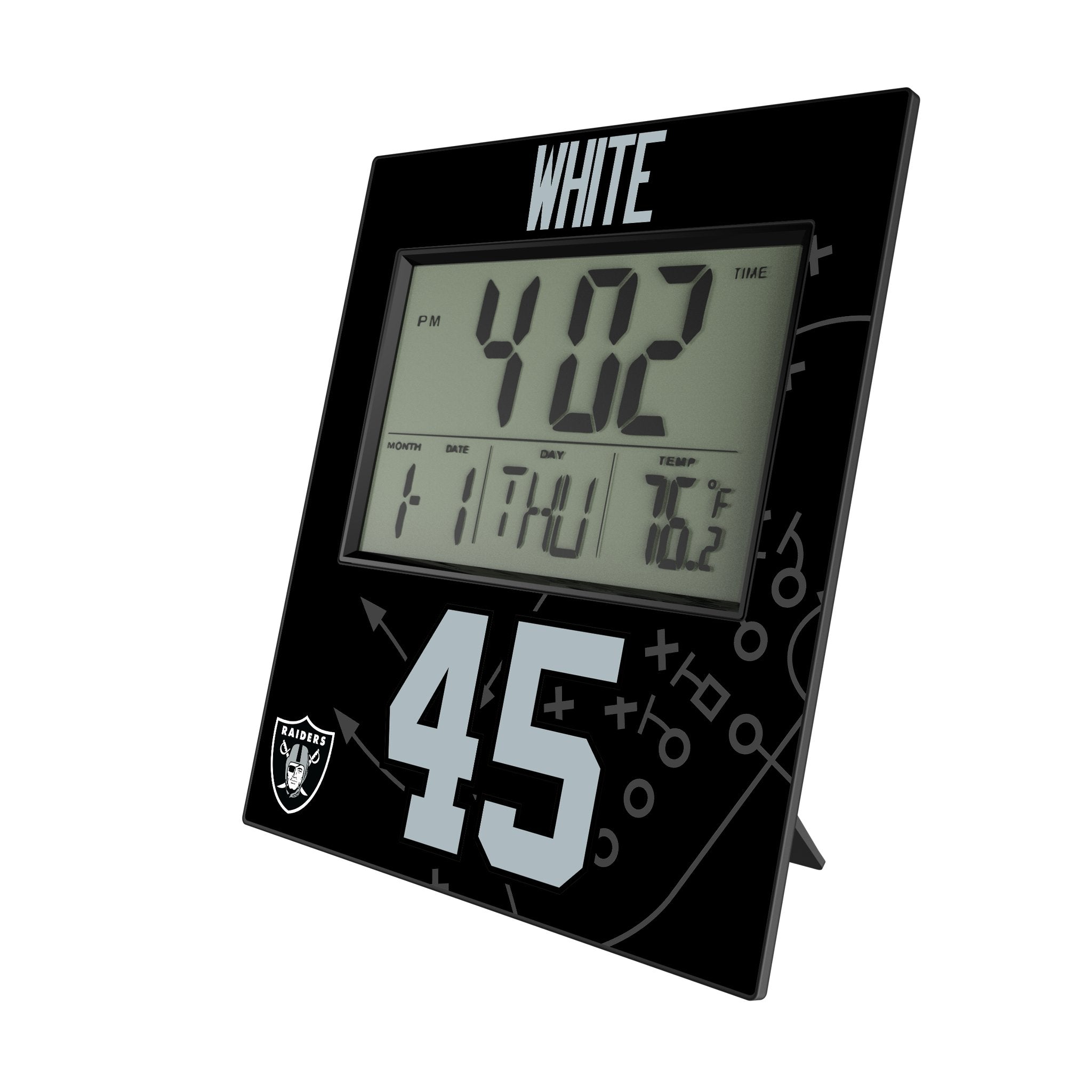 Devin White Las Vegas Raiders 45 Game Tactic Wall Clock - Sports Gifts, Sports Memorabilia, Sports Collectibles, Fan Shop