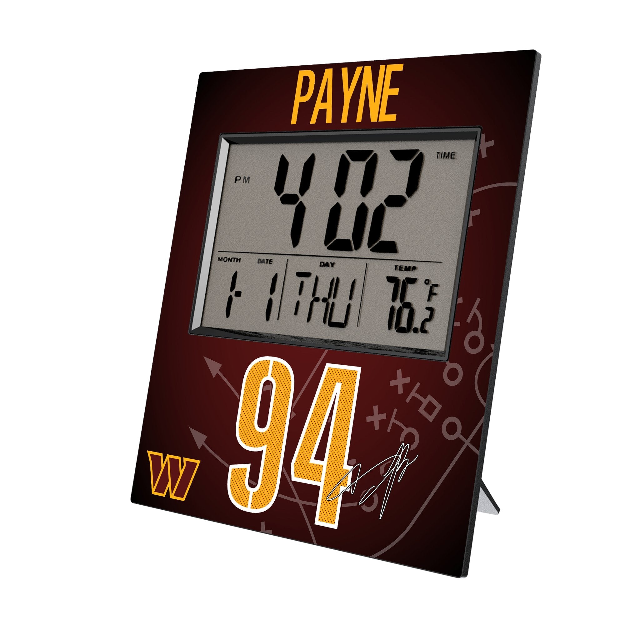 Daron Payne Washington Commanders 94 Game Tactic Wall Clock - Sports Gifts, Sports Memorabilia, Sports Collectibles, Fan Shop