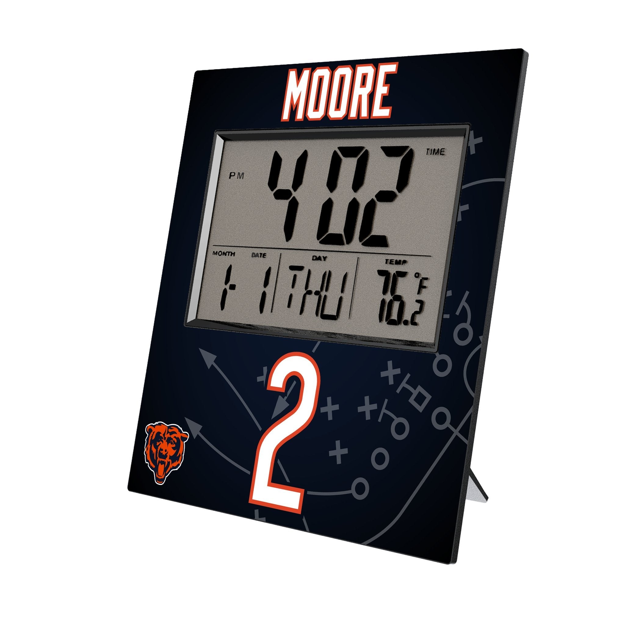 DJ Moore Chicago Bears 2 Game Tactic Wall Clock - Sports Gifts, Sports Memorabilia, Sports Collectibles, Fan Shop