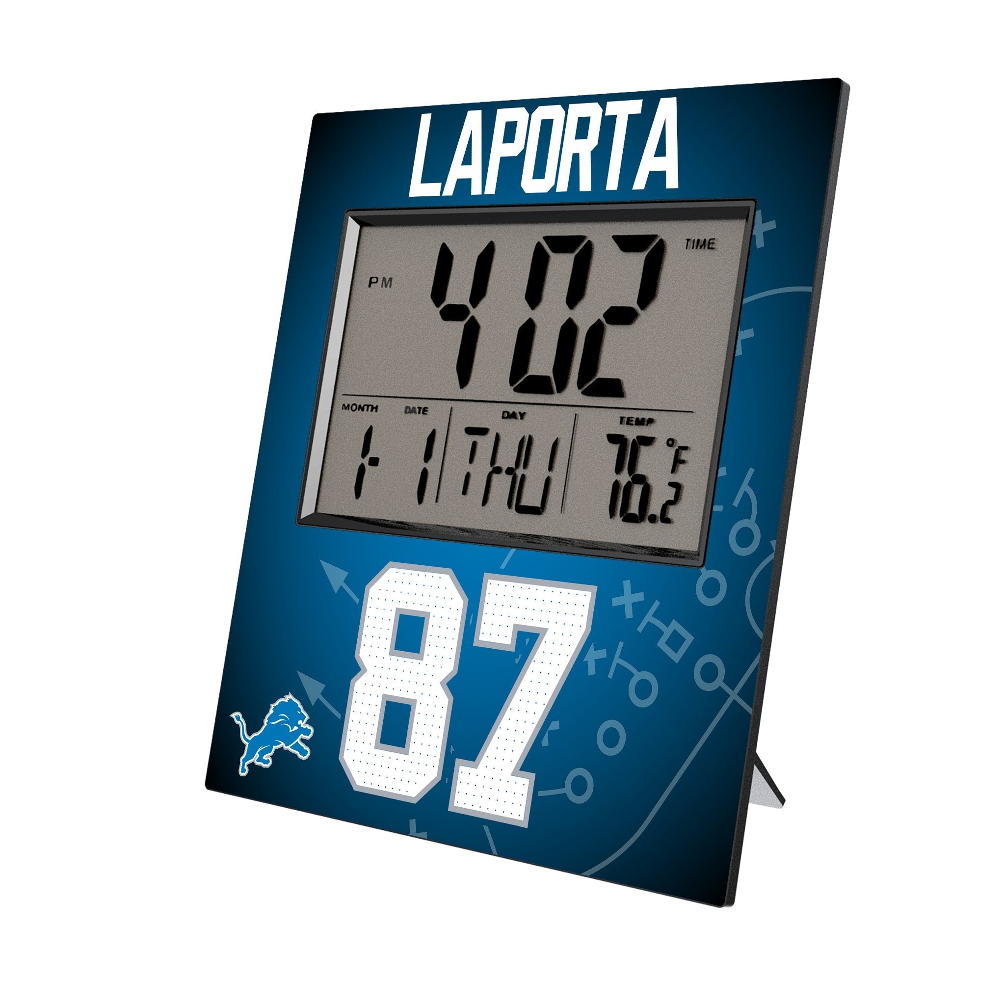 Sam LaPorta Detroit Lions 87 Game Tactic Wall Clock - Sports Gifts, Sports Memorabilia, Sports Collectibles, Fan Shop