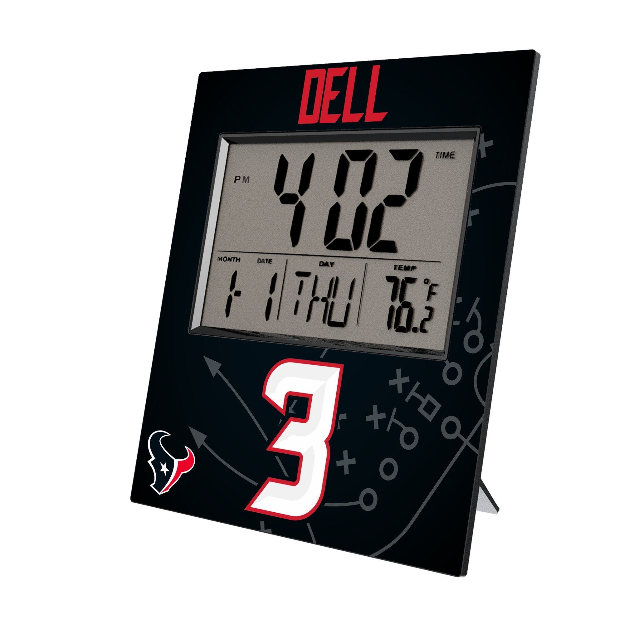 Tank Dell Houston Texans 3 Game Tactic Wall Clock - Sports Gifts, Sports Memorabilia, Sports Collectibles, Fan Shop